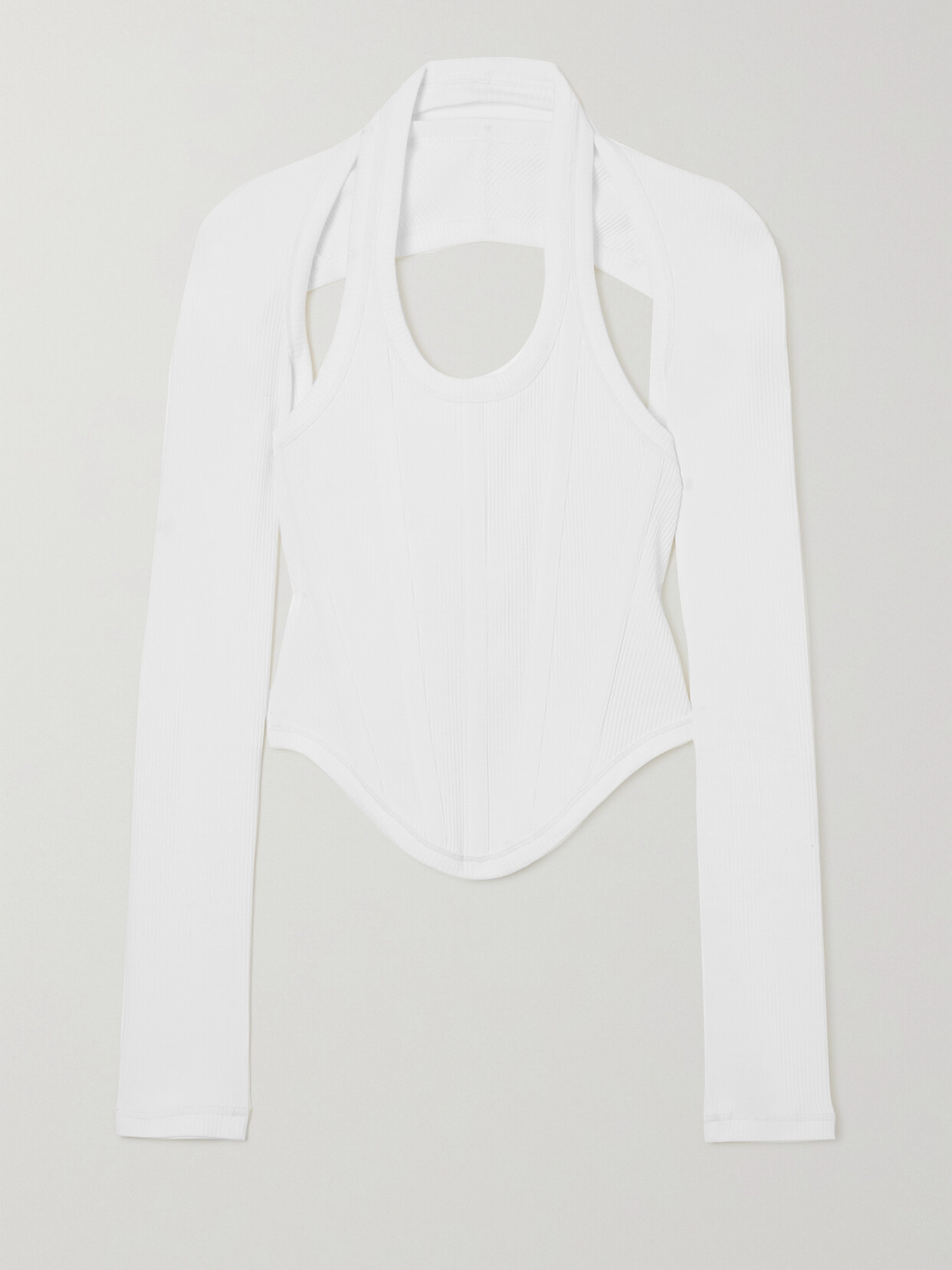 Dion Lee - Modular Cutout Ribbed Stretch-cotton Jersey Bustier Top - Ivory