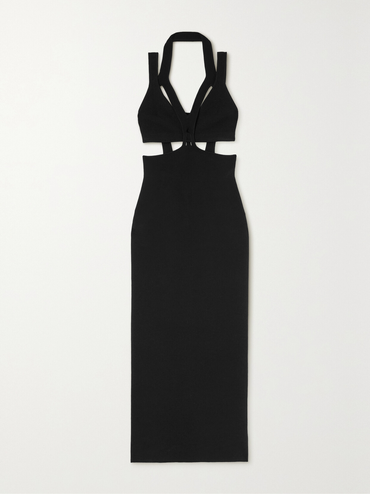 Dion Lee - Interlink Cutout Layered Stretch-crepe And Ribbed-knit Midi Dress - Black