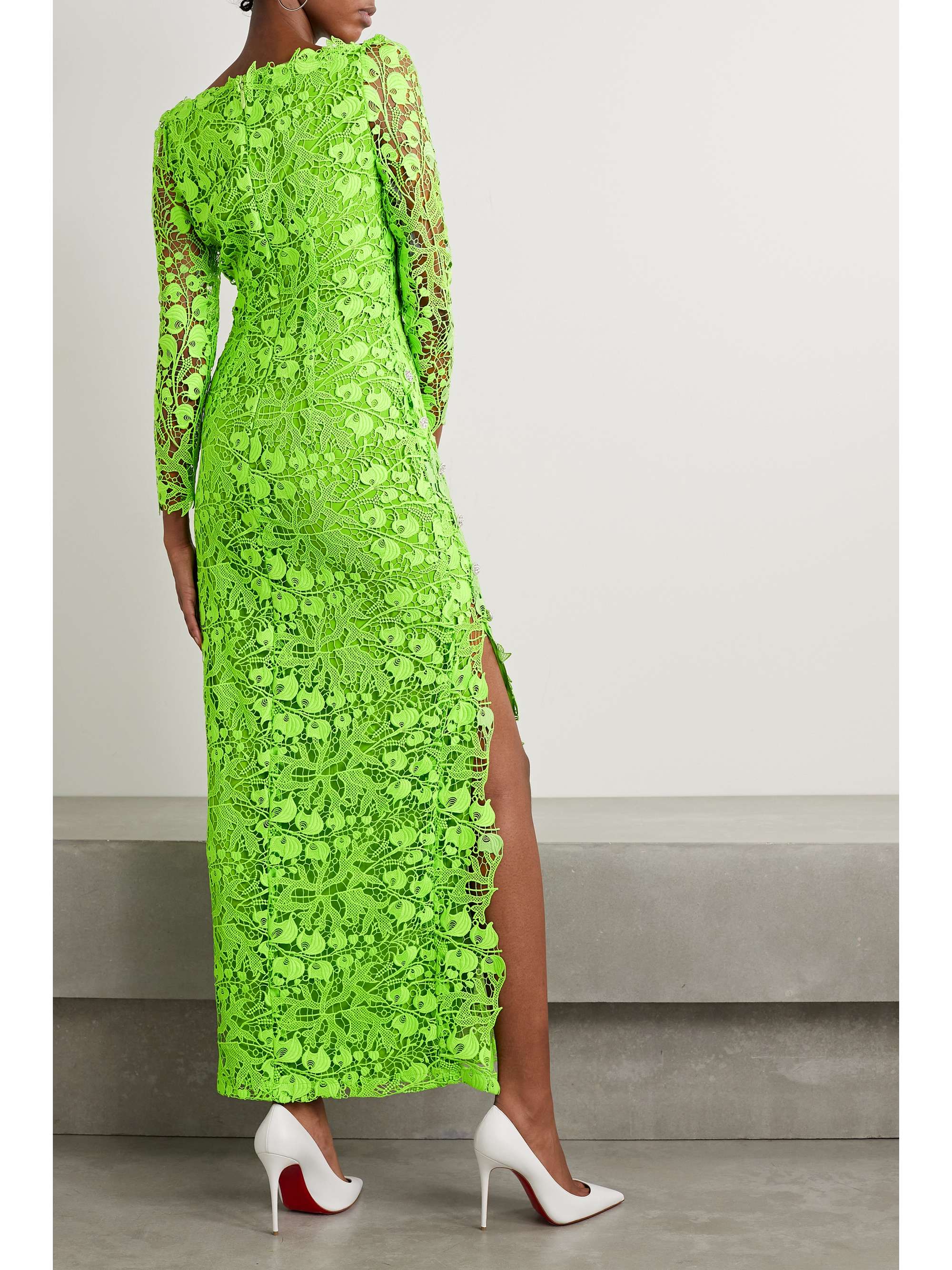 MONIQUE LHUILLIER Embellished corded lace midi dress NETAPORTER