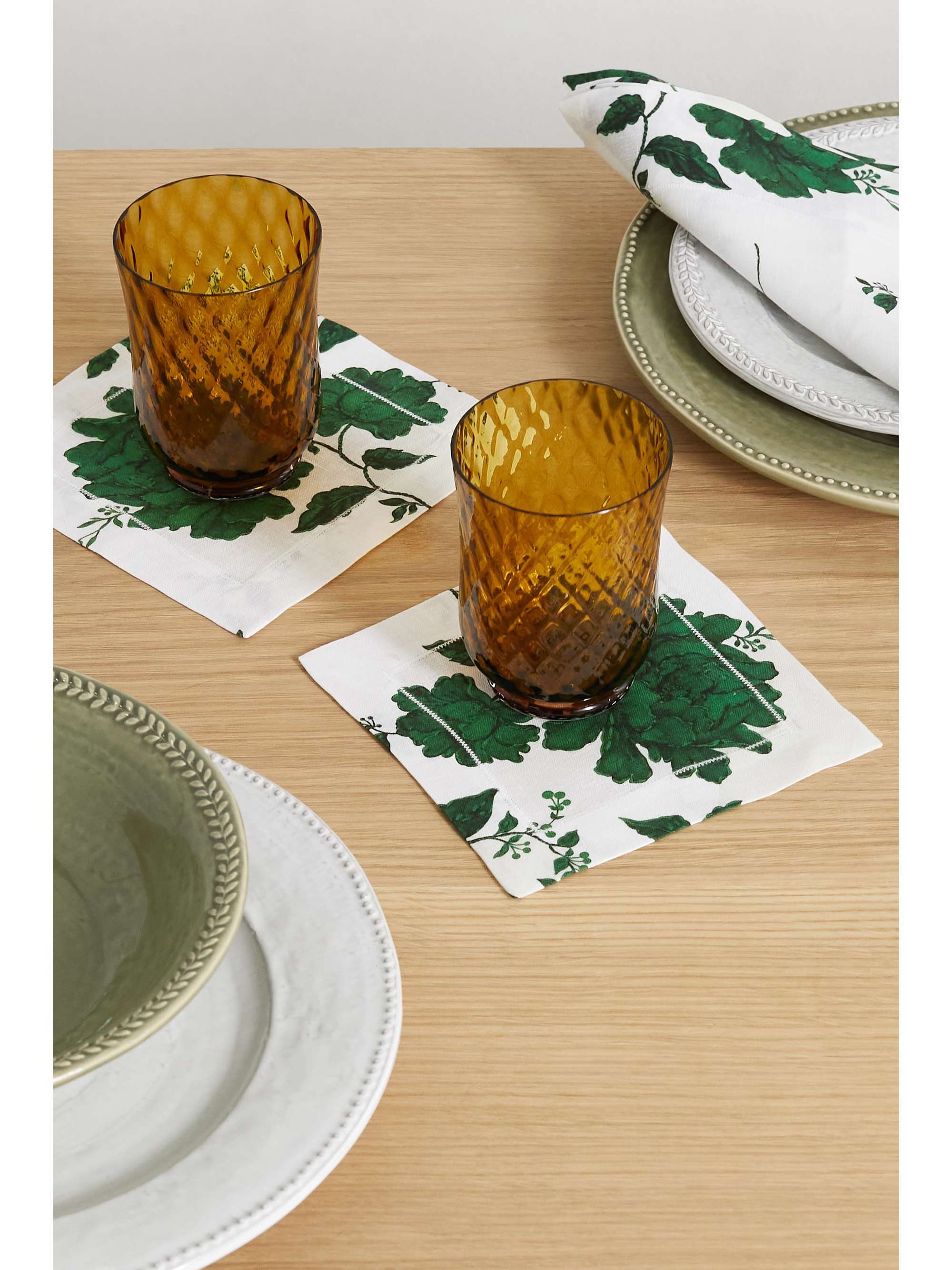 EMILIA WICKSTEAD Set of four floral-print linen cocktail napkins