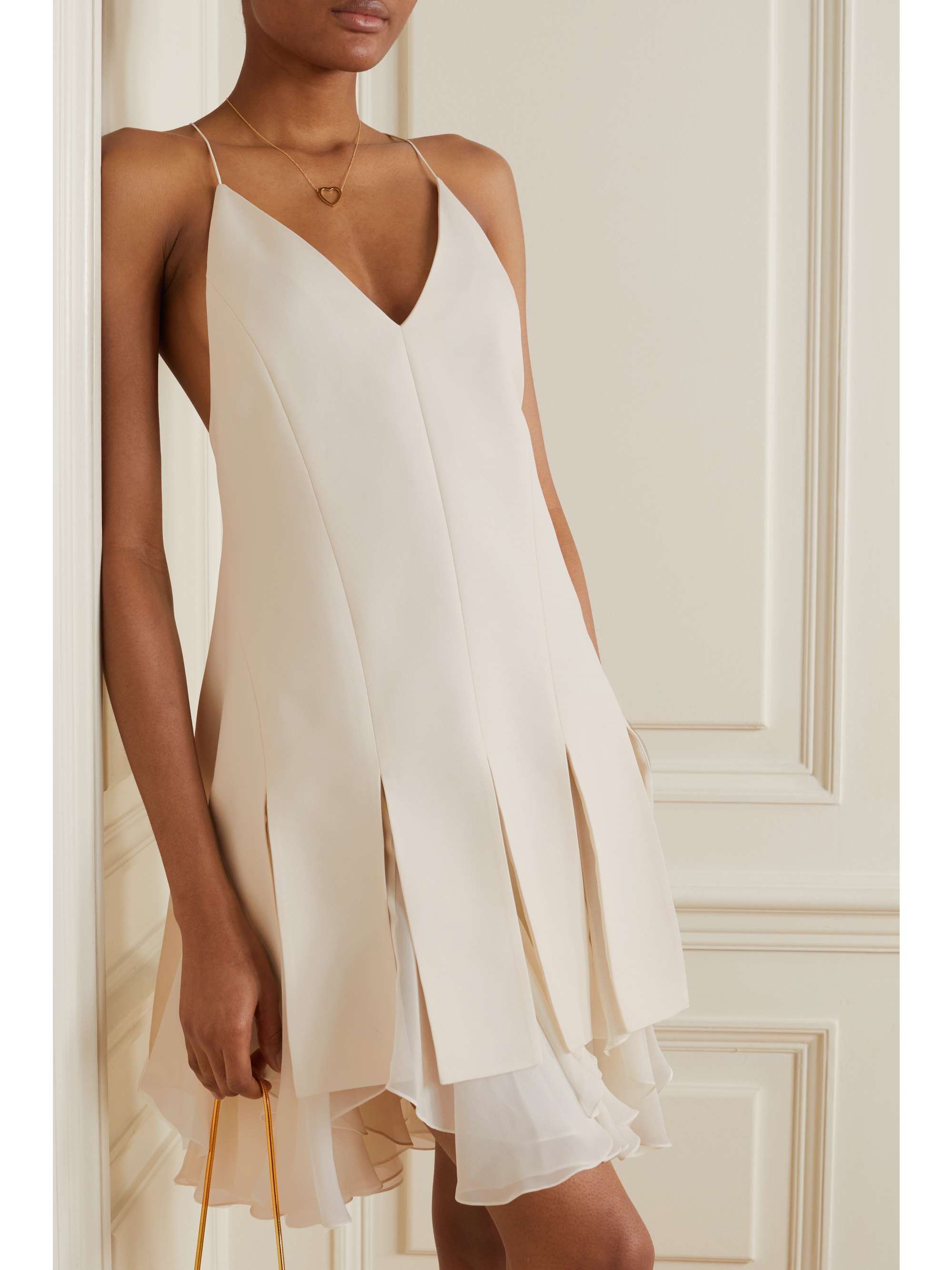 KHAITE Teagan ruffled voile and twill mini dress