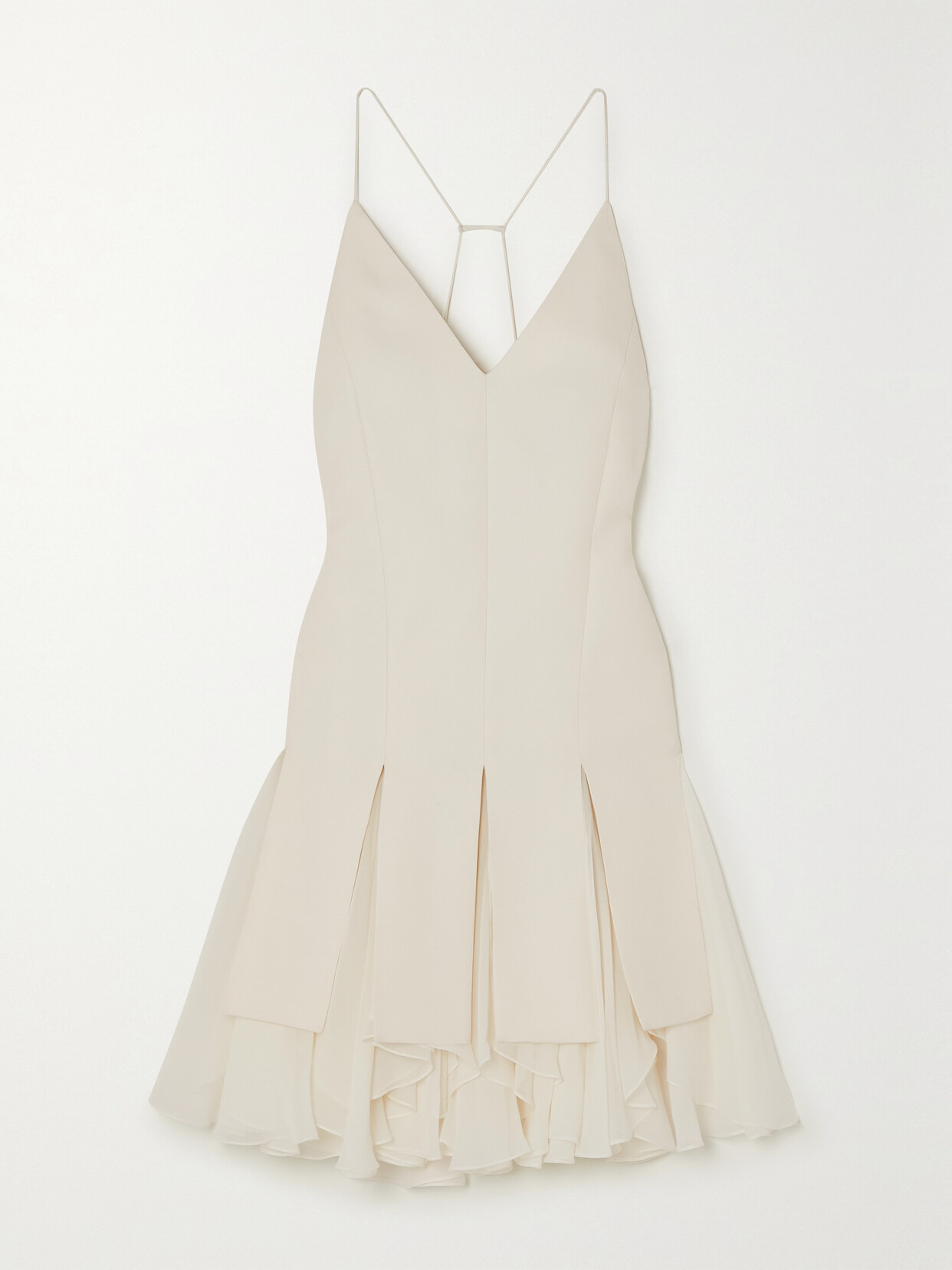 Khaite - Teagan Ruffled Voile And Twill Mini Dress - Off-white