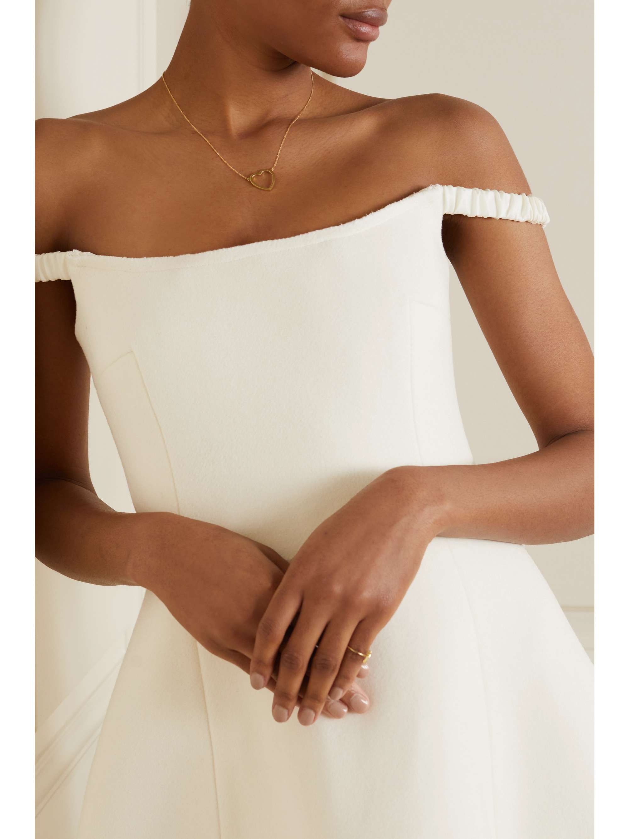 KHAITE Uma off-the-shoulder Melton wool-blend midi dress