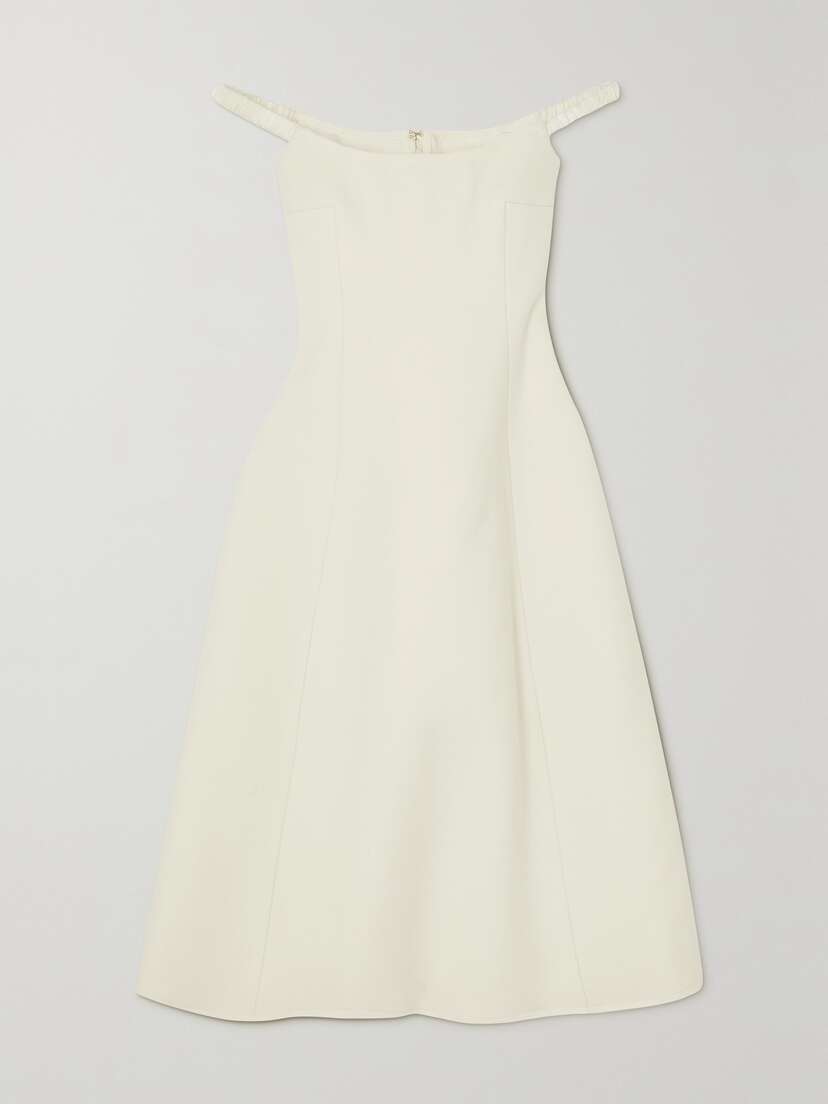 Khaite — Uma off-the-shoulder Melton wool-blend midi dress