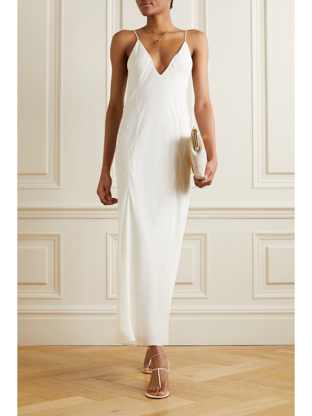 Shop Khaite Carina Silk-georgette Maxi Dress In Cream