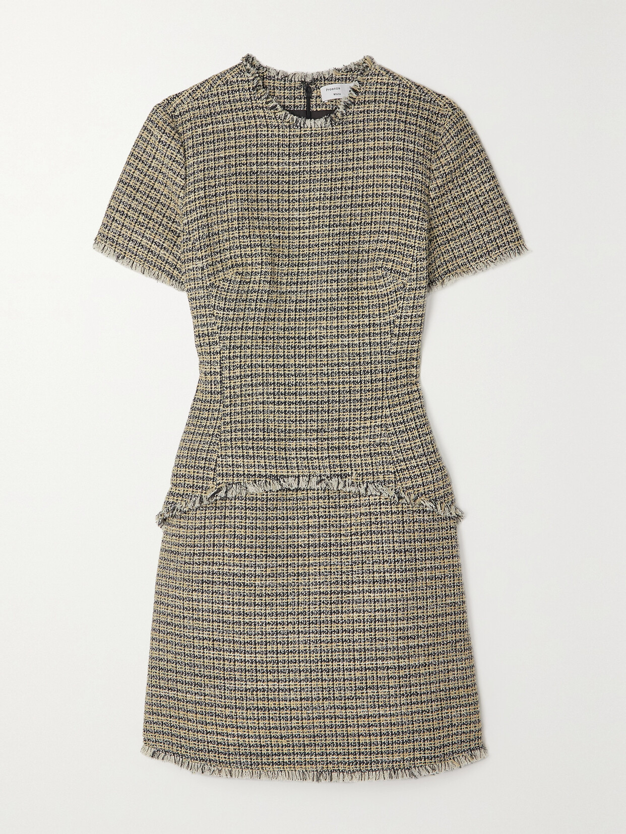 Proenza Schouler White Label - Frayed Cotton-blend Tweed Mini Dress - Yellow