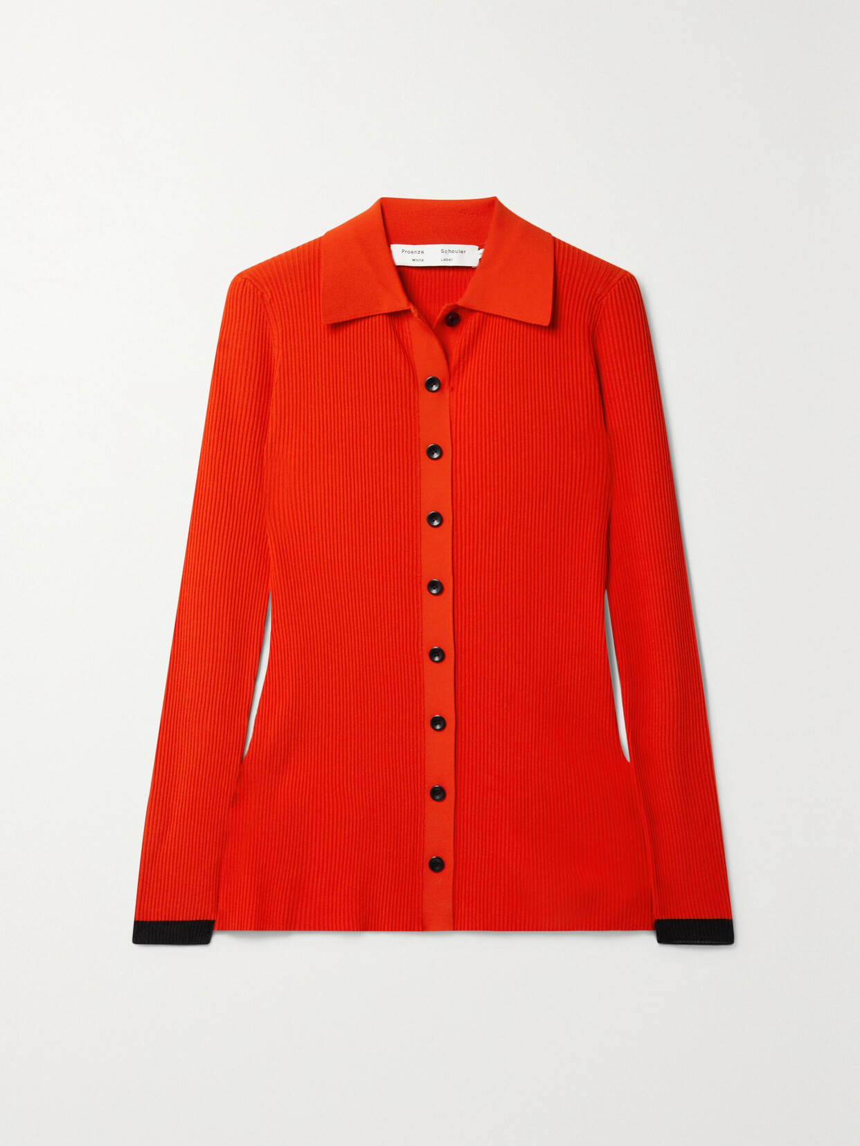 Proenza Schouler White Label Fitted Ribbed-knit Cardigan In Vermillion