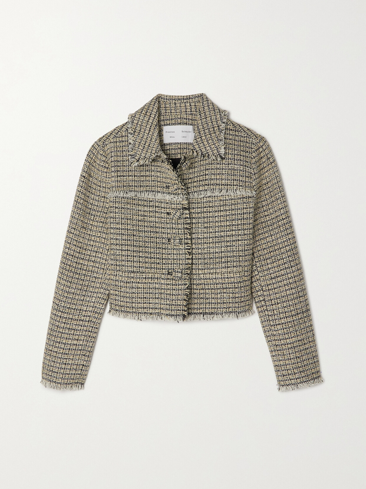 Proenza Schouler White Label - Cropped Frayed Cotton-blend Tweed Jacket - Yellow