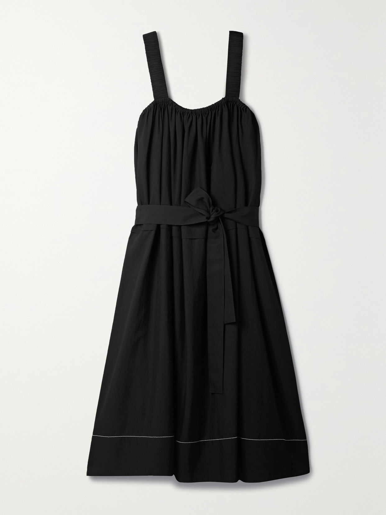 Proenza Schouler White Label - Belted Gathered Woven Midi Dress - Black