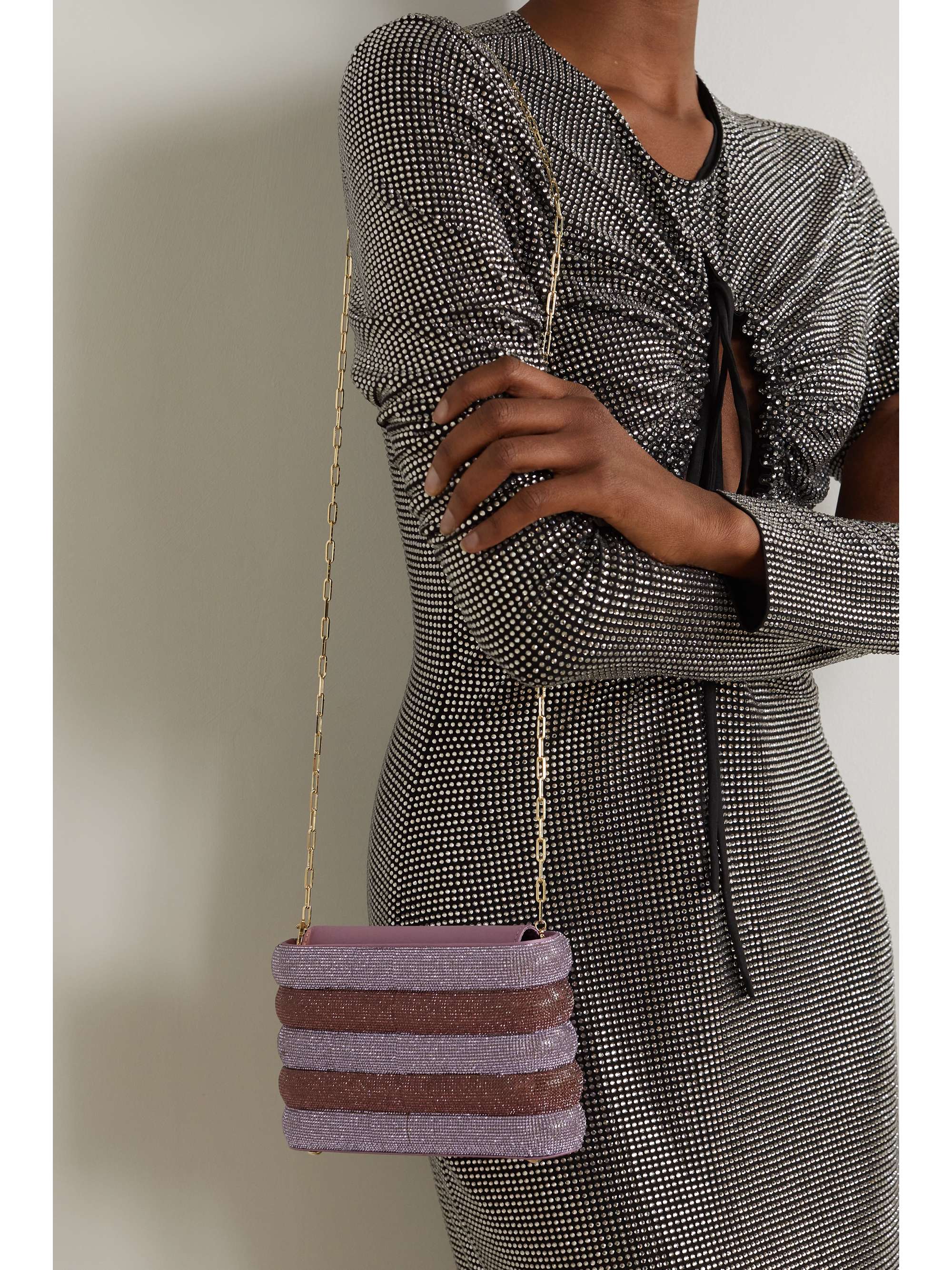 ROSANTICA Favilla crystal-embellished gold-tone clutch
