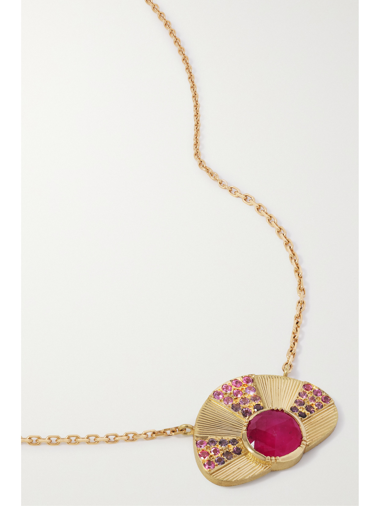 Brooke Gregson - Sun Ray 18-karat Gold Multi-stone Necklace - Red