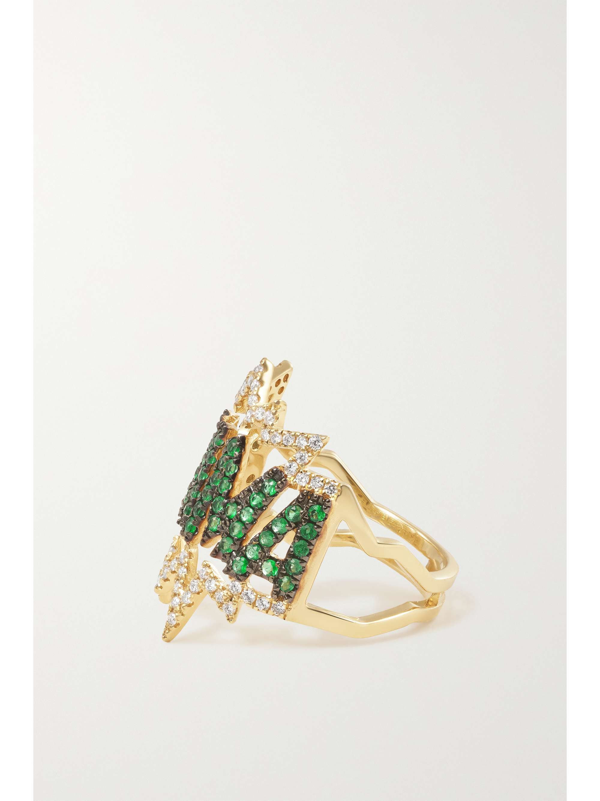 DIANE KORDAS Mama Ring aus 18 Karat Gold mit Smaragden und Diamanten