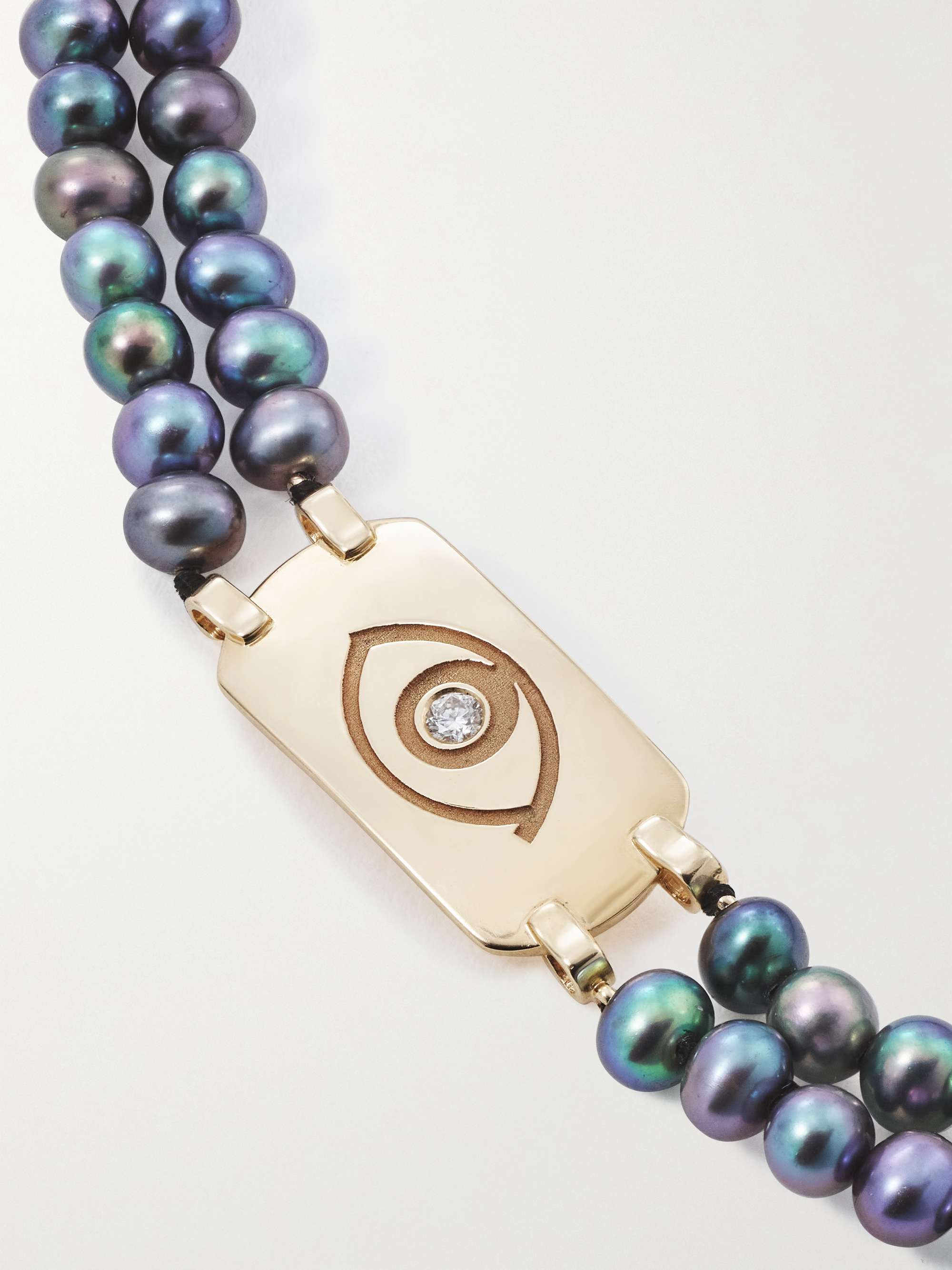 DIANE KORDAS Double Strand 18-karat gold, pearl and diamond bracelet