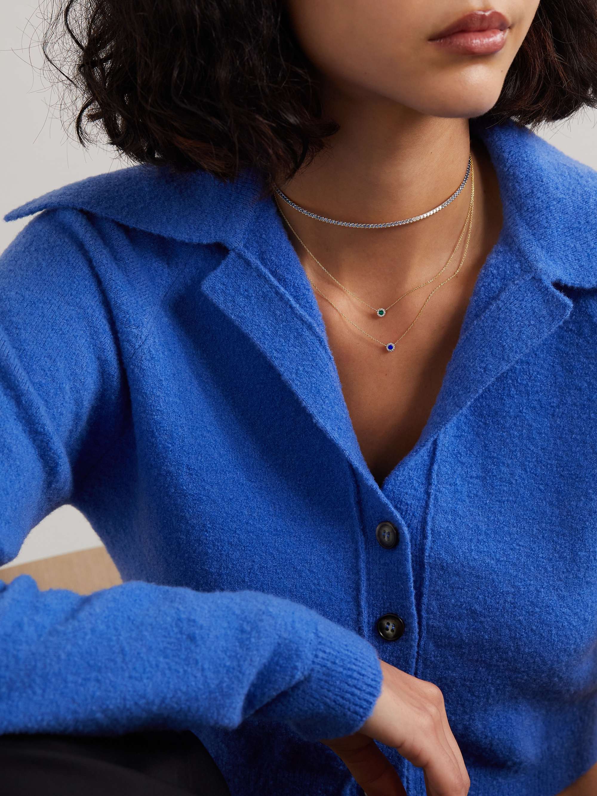 DIANE KORDAS Evil Eye 18-karat gold, lapis lazuli and diamond necklace