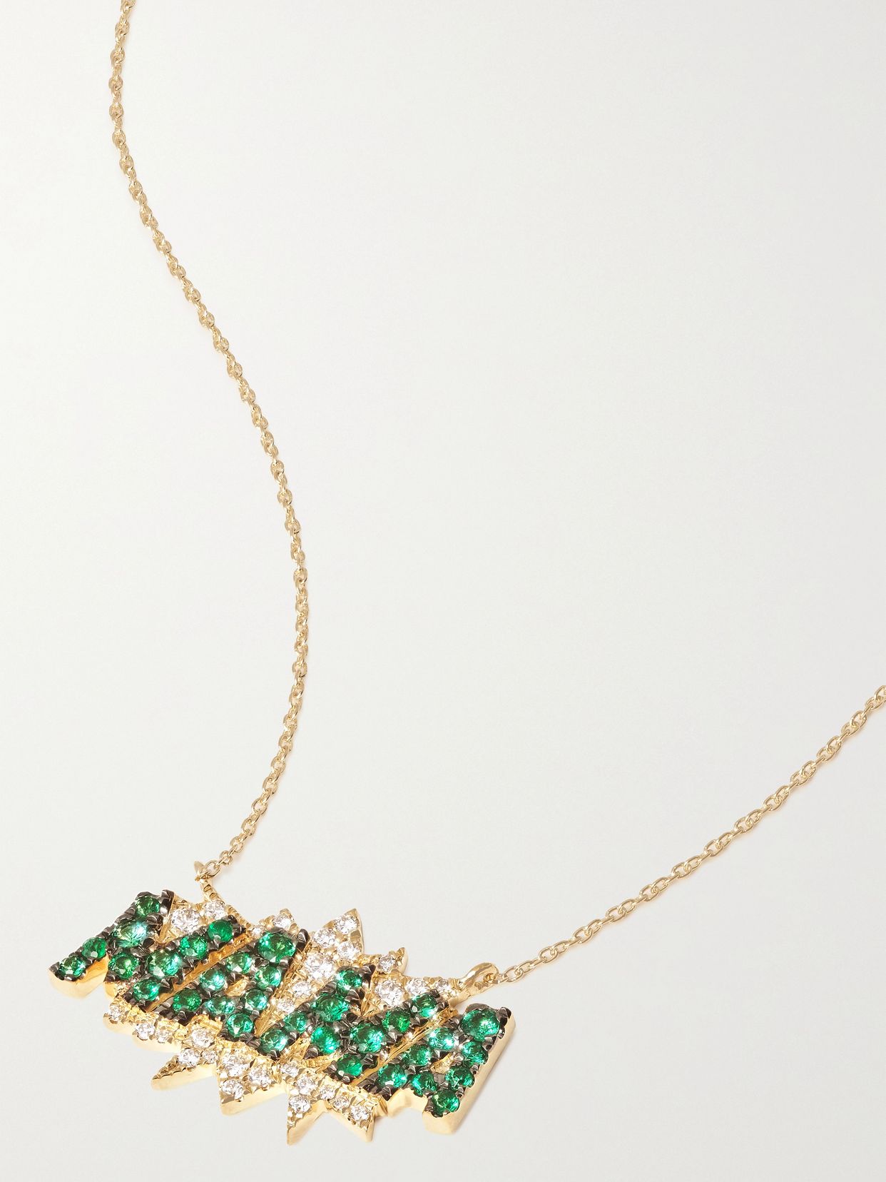 Mama 18-karat gold, emerald and diamond necklace
