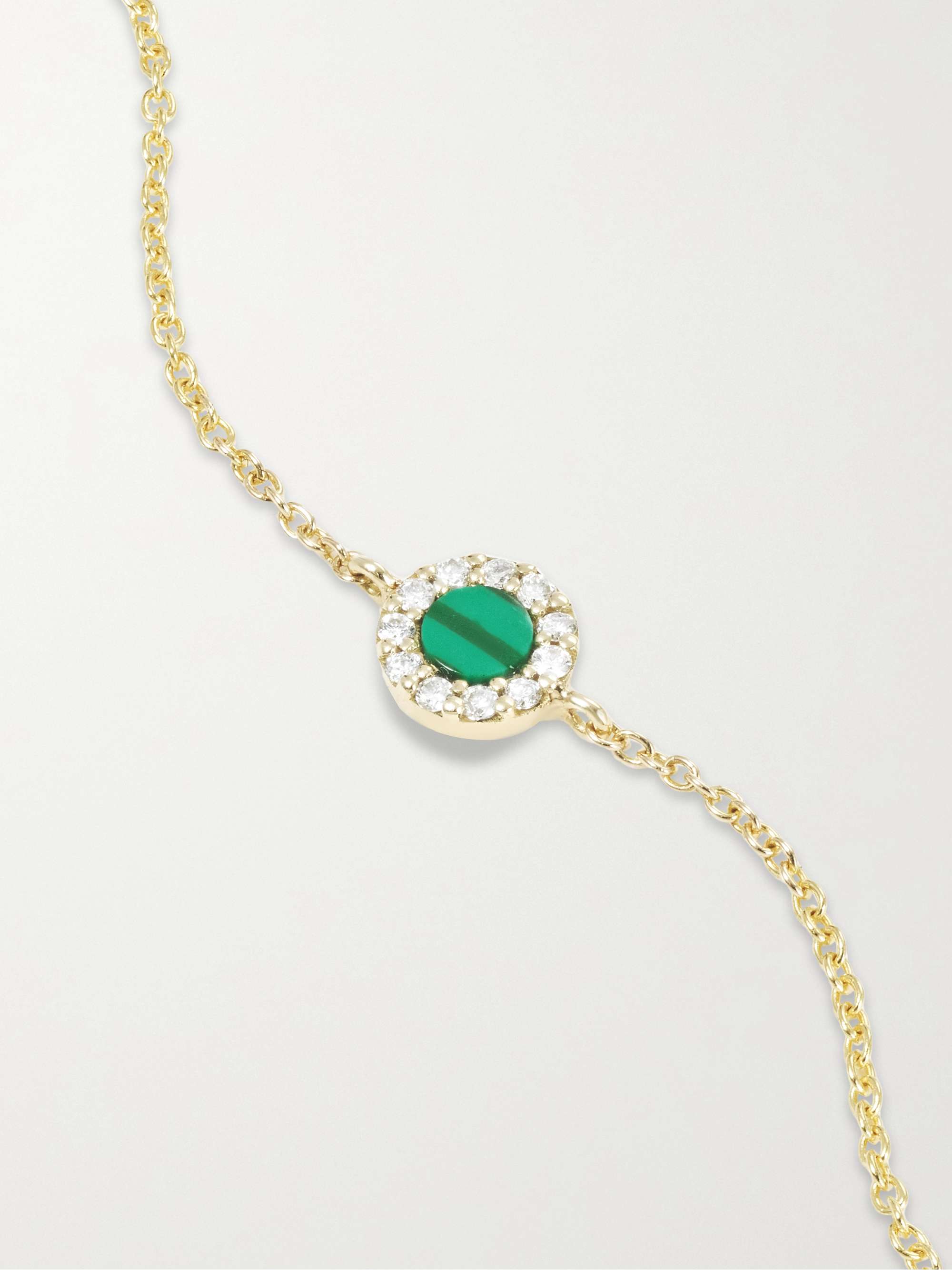 DIANE KORDAS Evil Eye Armband aus 18 Karat Gold mit Malachit und Diamanten