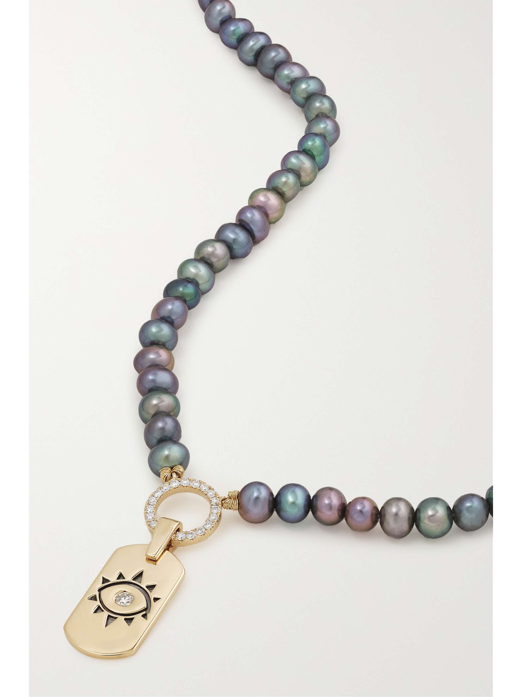 DIANE KORDAS Evil Eye 18-karat gold, pearl and diamond necklace