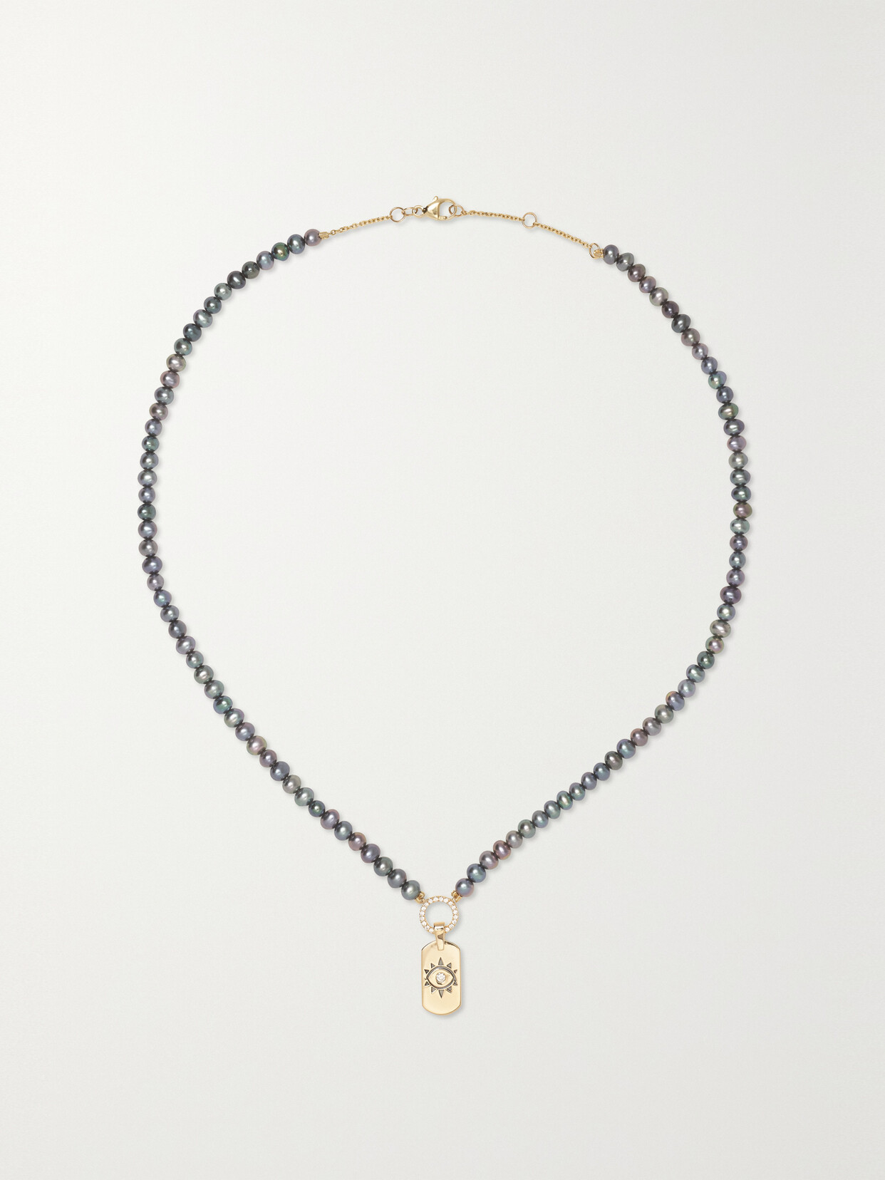 Diane Kordas - Evil Eye 18-karat Gold, Pearl And Diamond Necklace - Gray