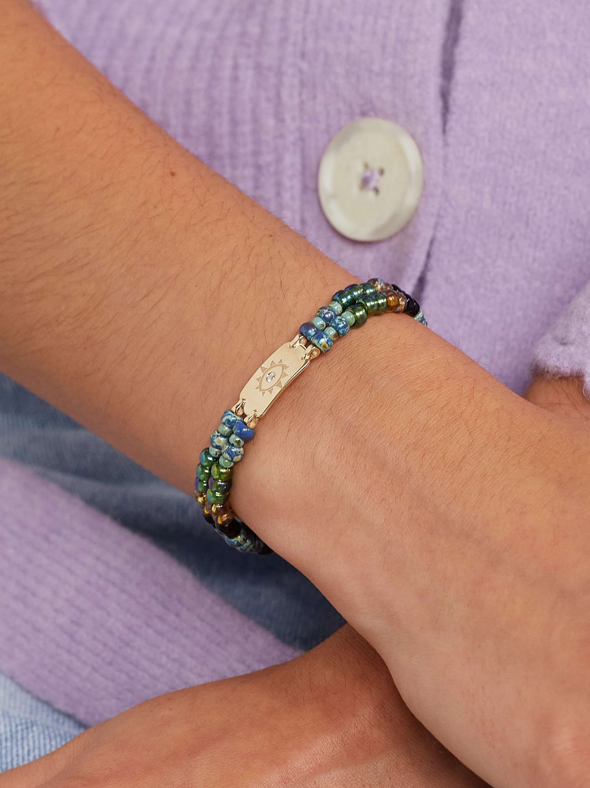 DIANE KORDAS Double Strand 18-karat gold, pearl and diamond bracelet