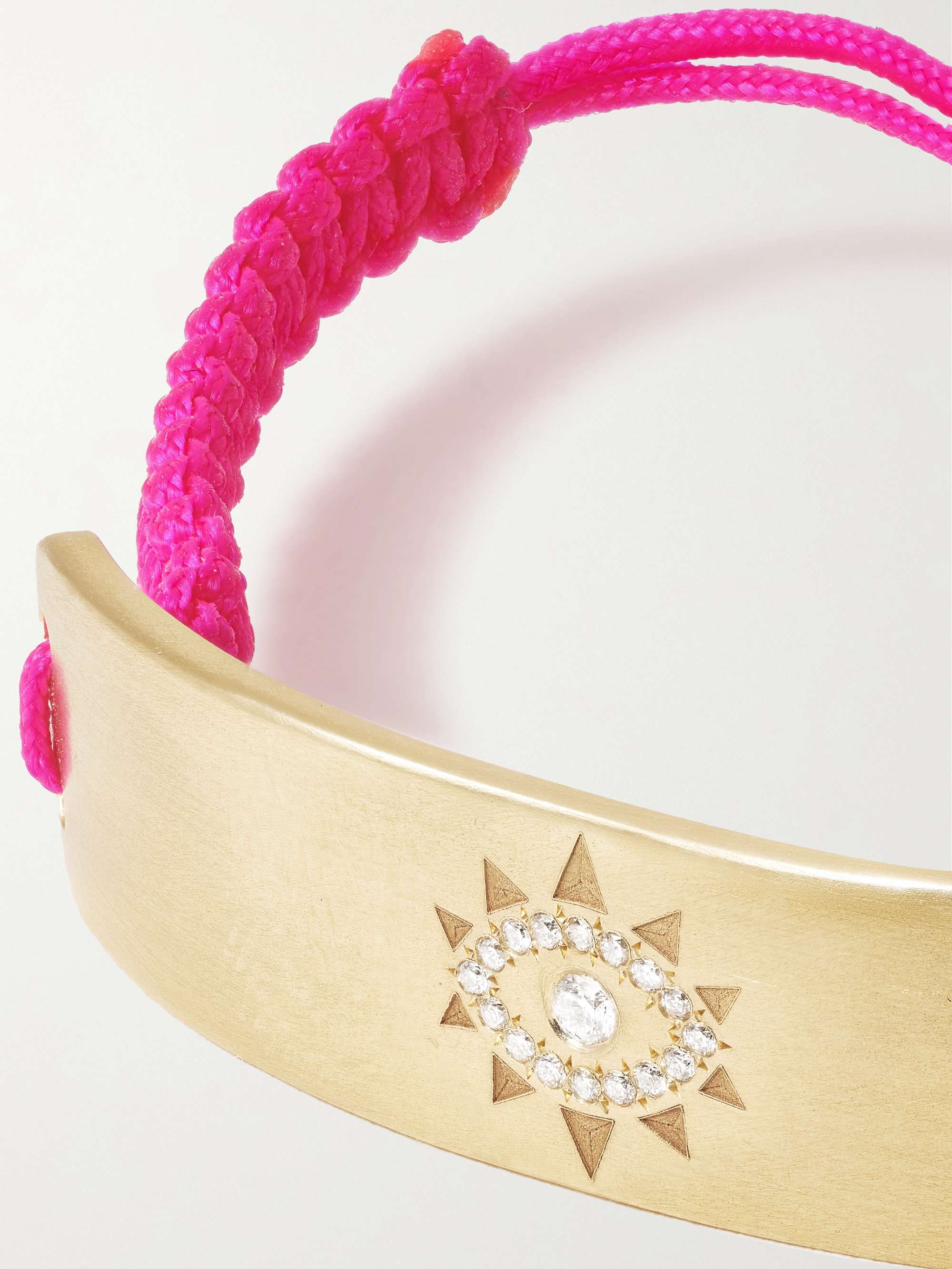 DIANE KORDAS Evil Eye 18-karat gold, cord and diamond bracelet