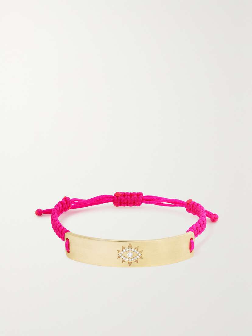 Diane Kordas Evil Eye 18-karat Gold, Cord And Diamond Bracelet