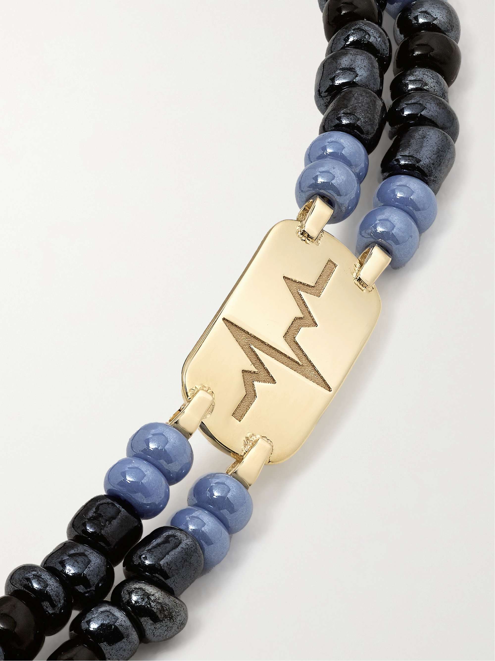 DIANE KORDAS Double Strand Armband mit Details aus 18 Karat Gold und Zierperlen