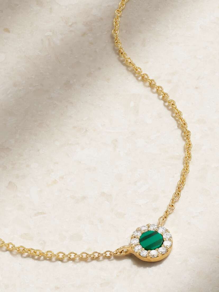 Diane Kordas Evil Eye 18-karat Gold, Malachite And Diamond Necklace