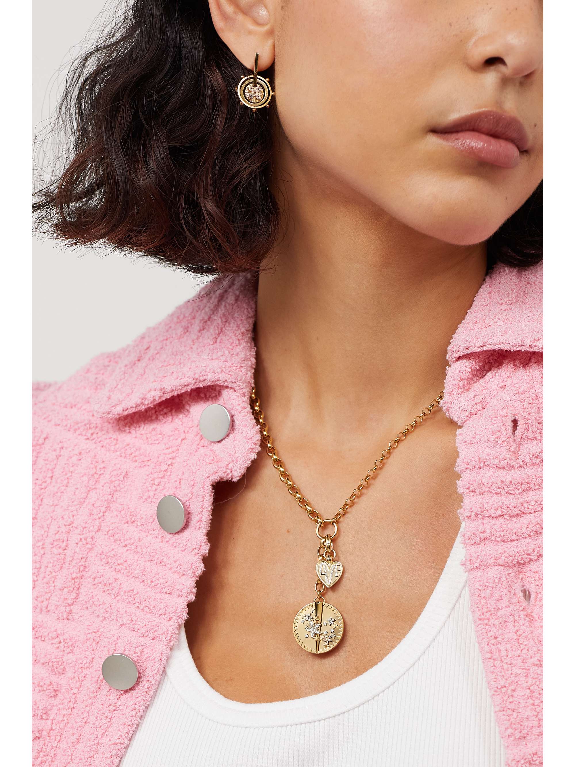 FOUNDRAE Pendentif en or 18 carats (750/1000) et diamants Amate Mini Crest