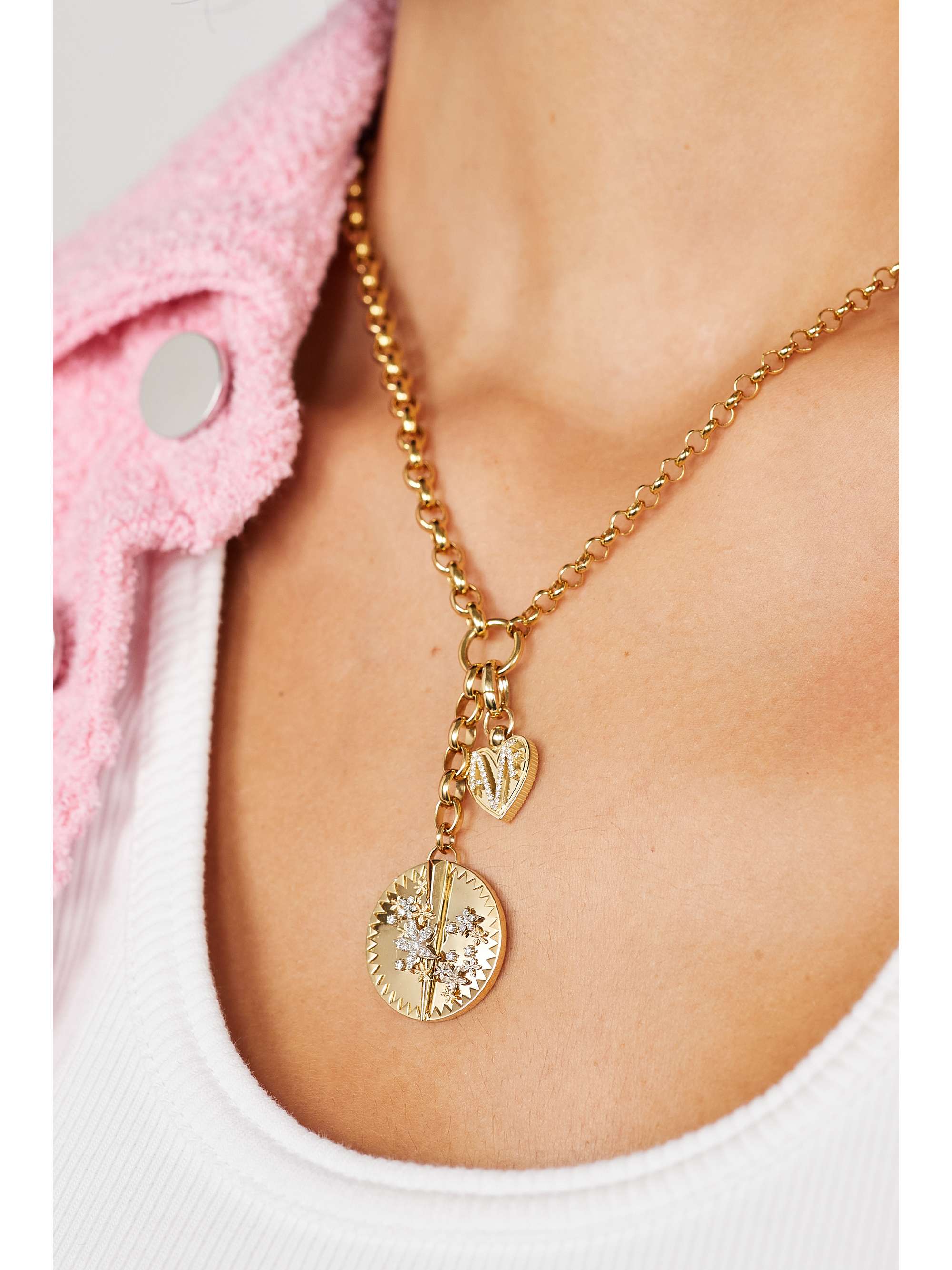FOUNDRAE Pendentif en or 18 carats (750/1000) et diamants Amate Mini Crest