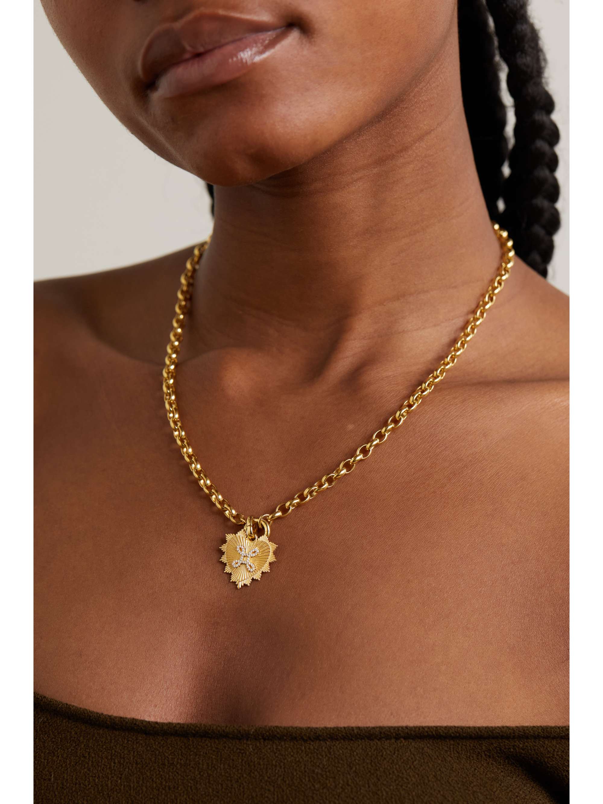 FOUNDRAE True Love Knot 18-karat gold diamond pendant