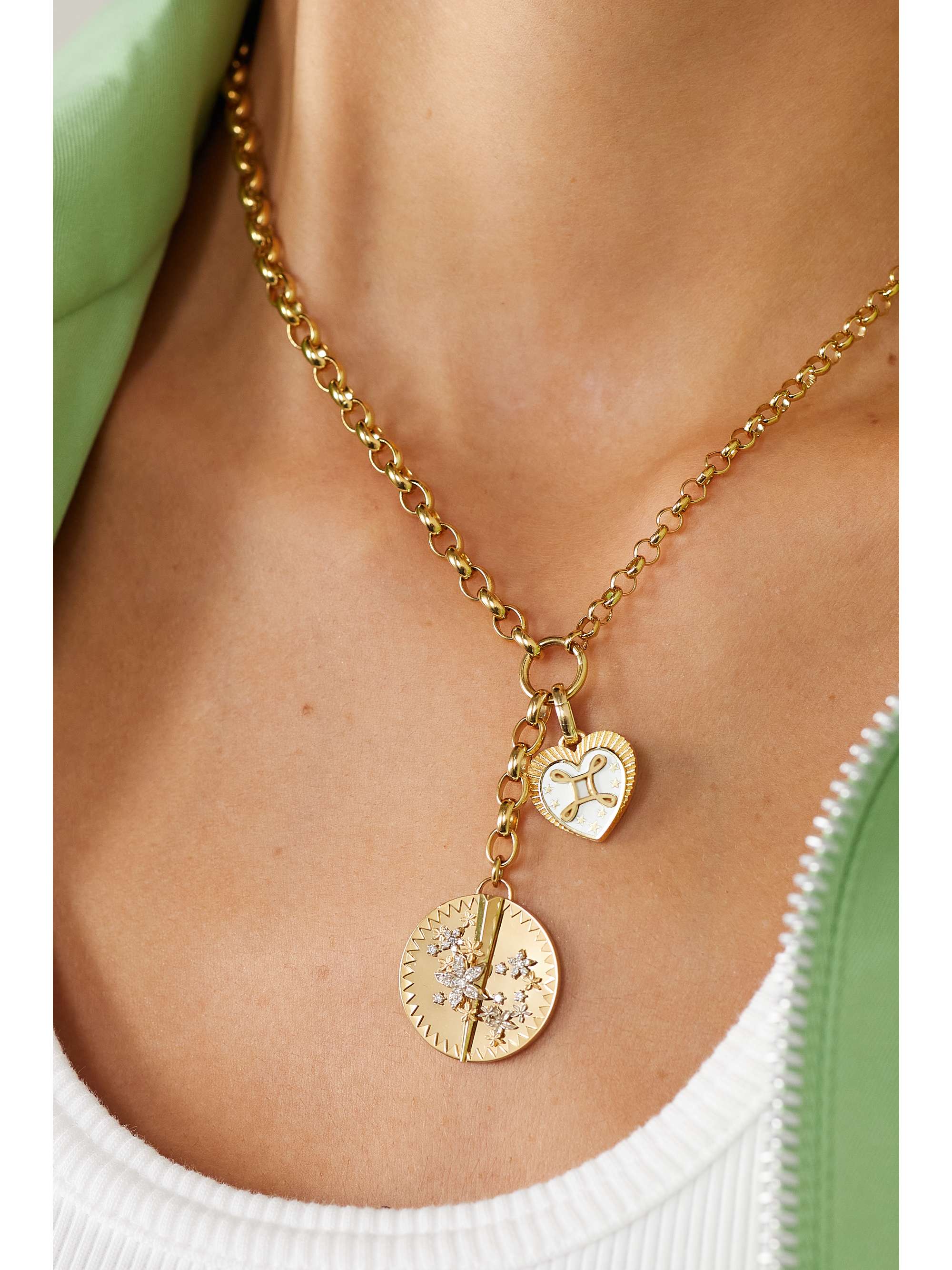 Gold True Love Heart 18 Karat Gold And Enamel Pendant Foundrae Net A Porter