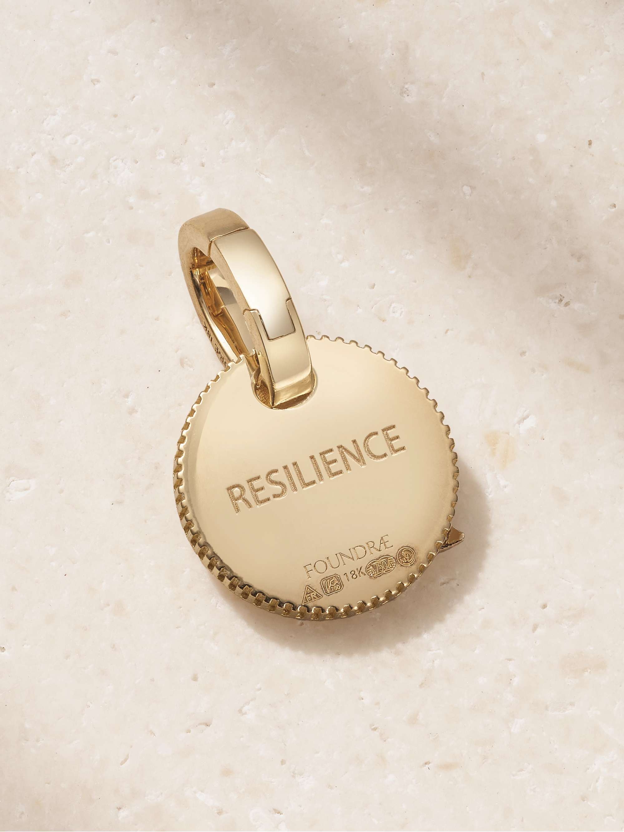 FOUNDRAE Resilience Mini Coin 18-karat gold diamond pendant