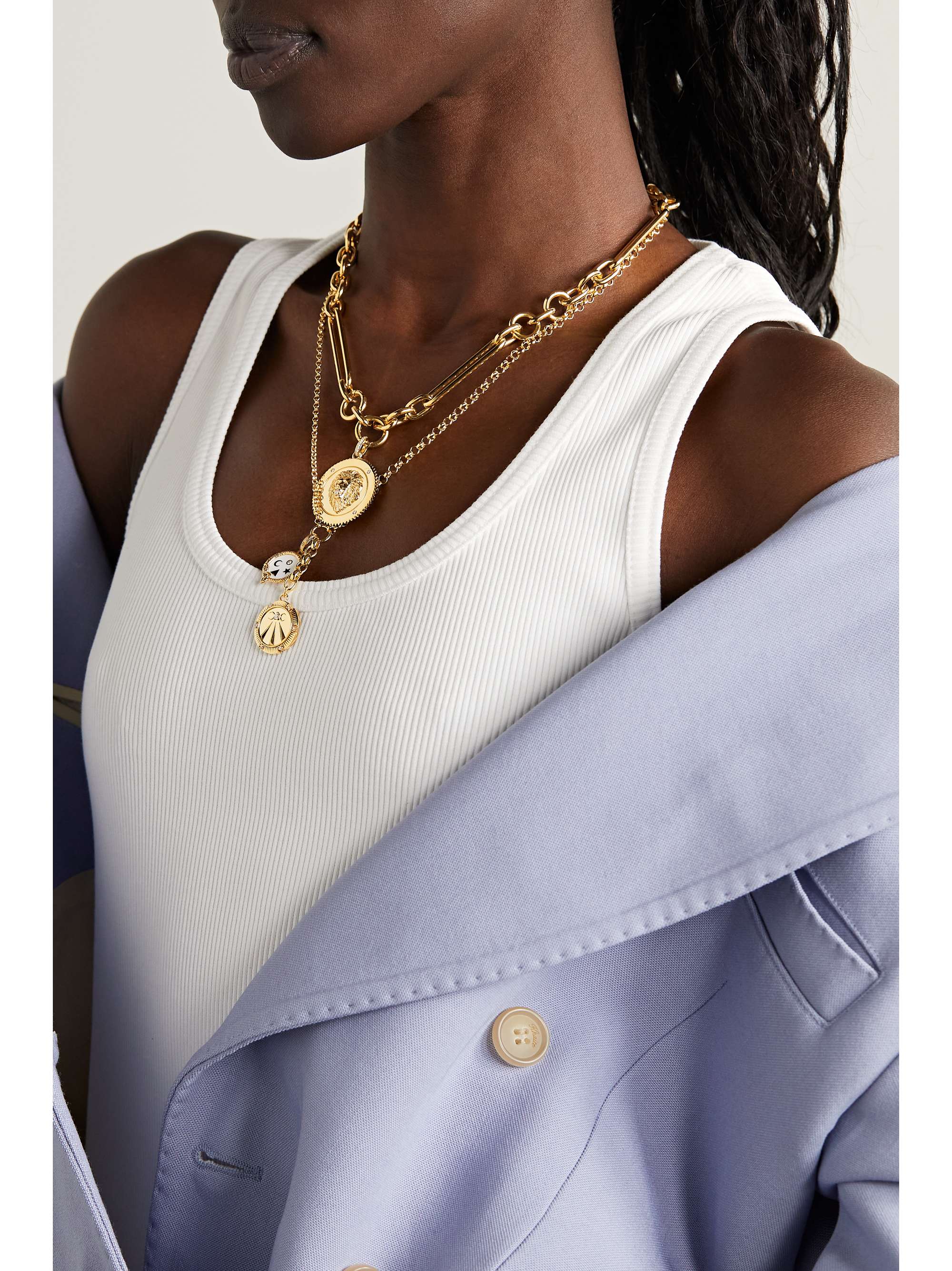FOUNDRAE Strength large 18-karat gold diamond pendant