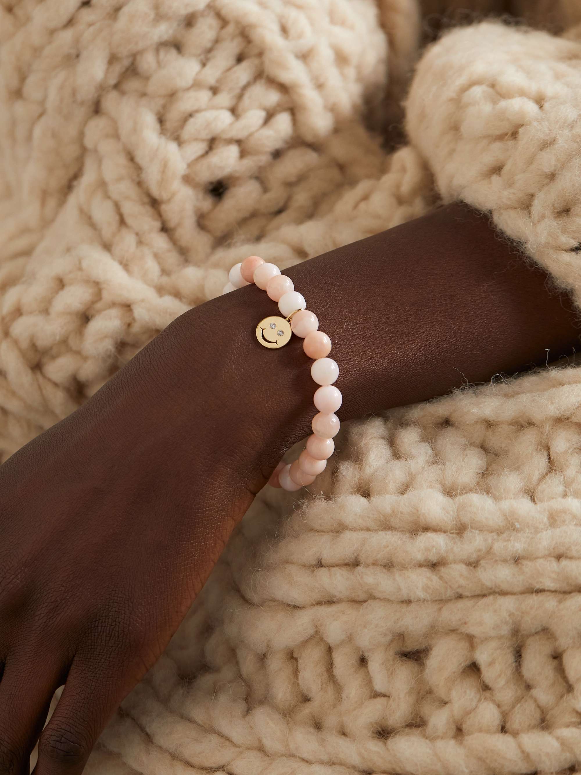 SYDNEY EVAN Happy Face 14-karat gold, opal and diamond bracelet