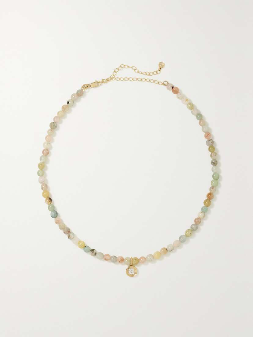 Sydney Evan 14-karat Gold, Morganite And Diamond Choker