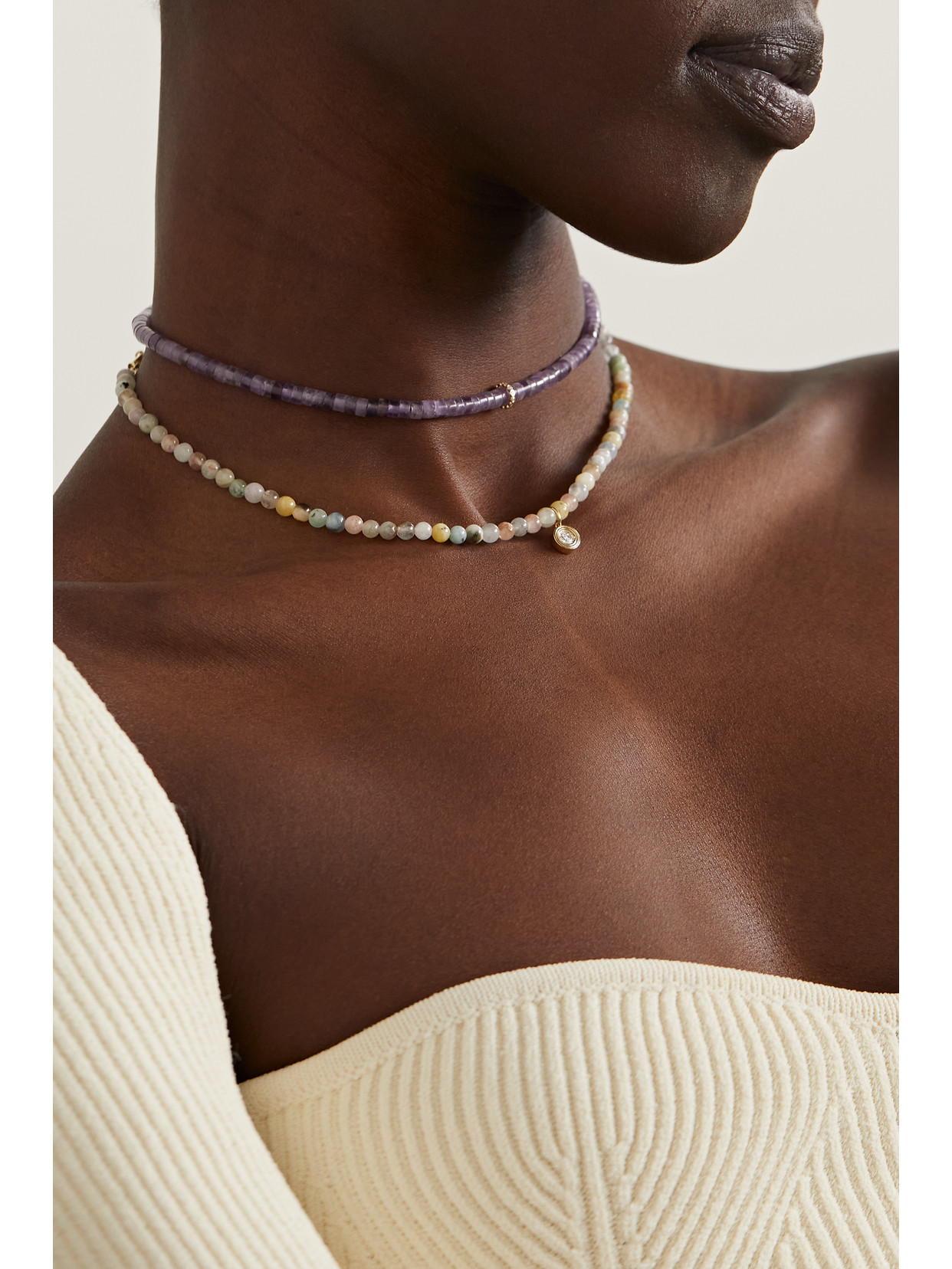 Sydney Evan 14-karat Gold, Amethyst And Diamond Choker In Gold