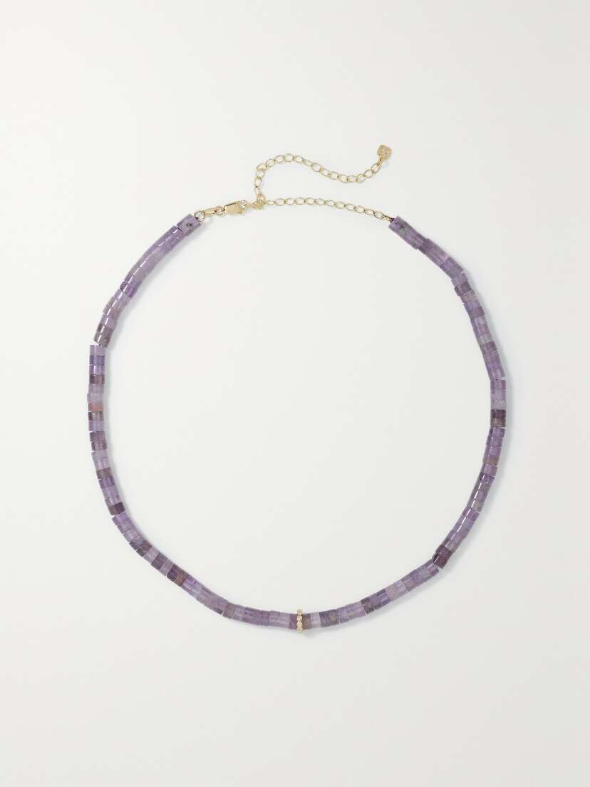 Sydney Evan 14-karat Gold, Amethyst And Diamond Choker