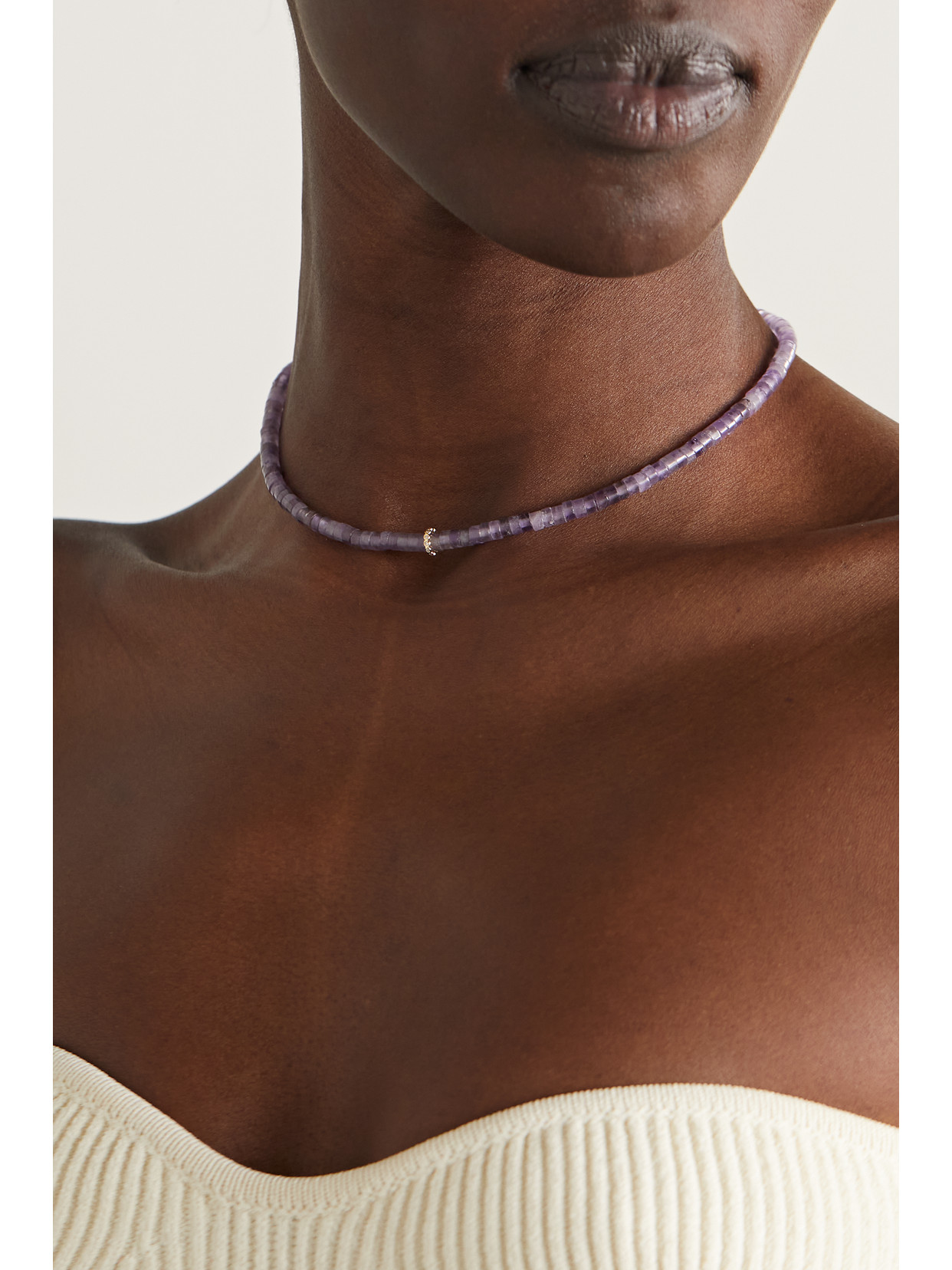 Sydney Evan 14-karat Gold, Amethyst And Diamond Choker In Gold