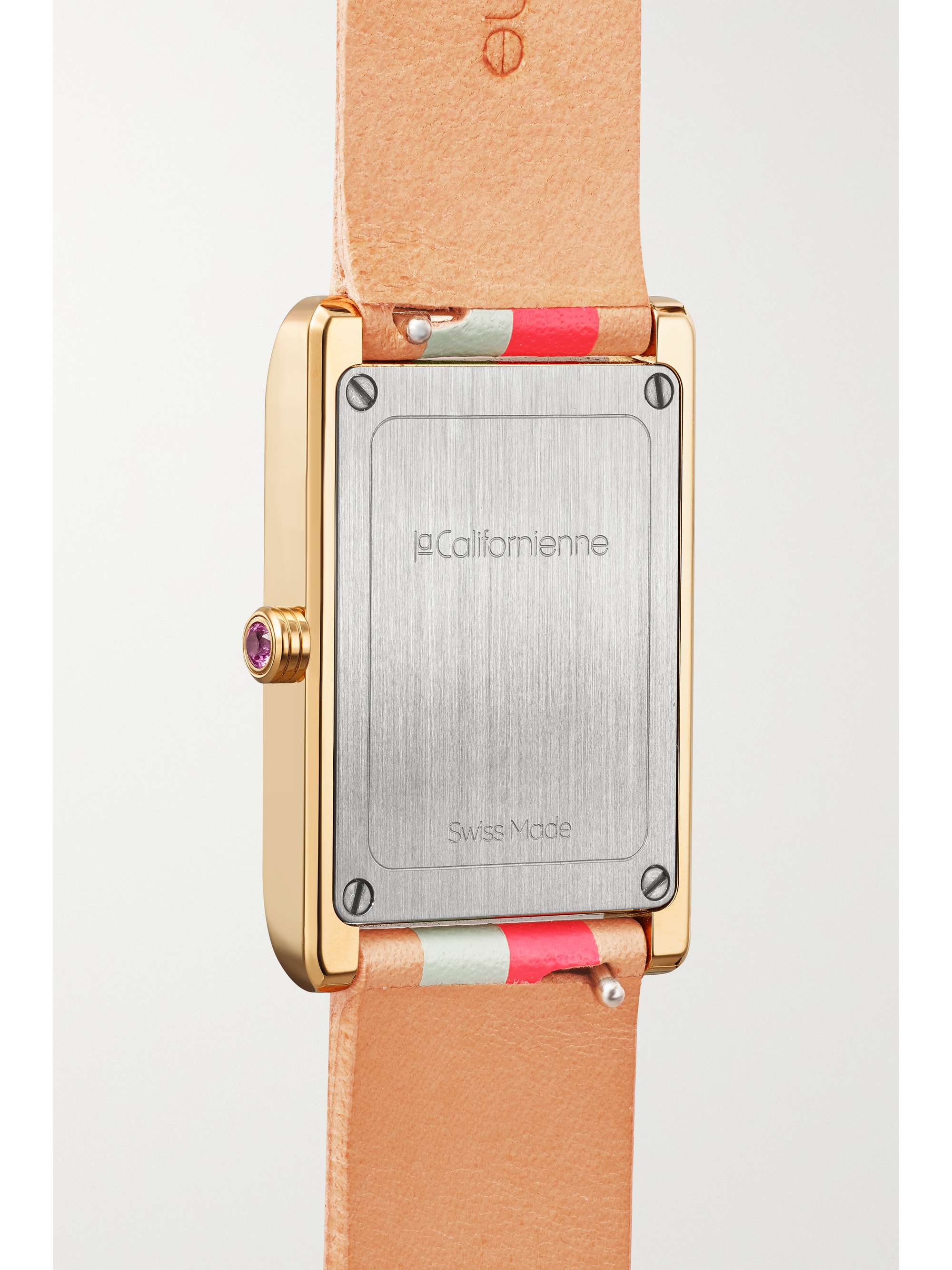 LA CALIFORNIENNE Daybreak 24mm gold-tone striped leather watch