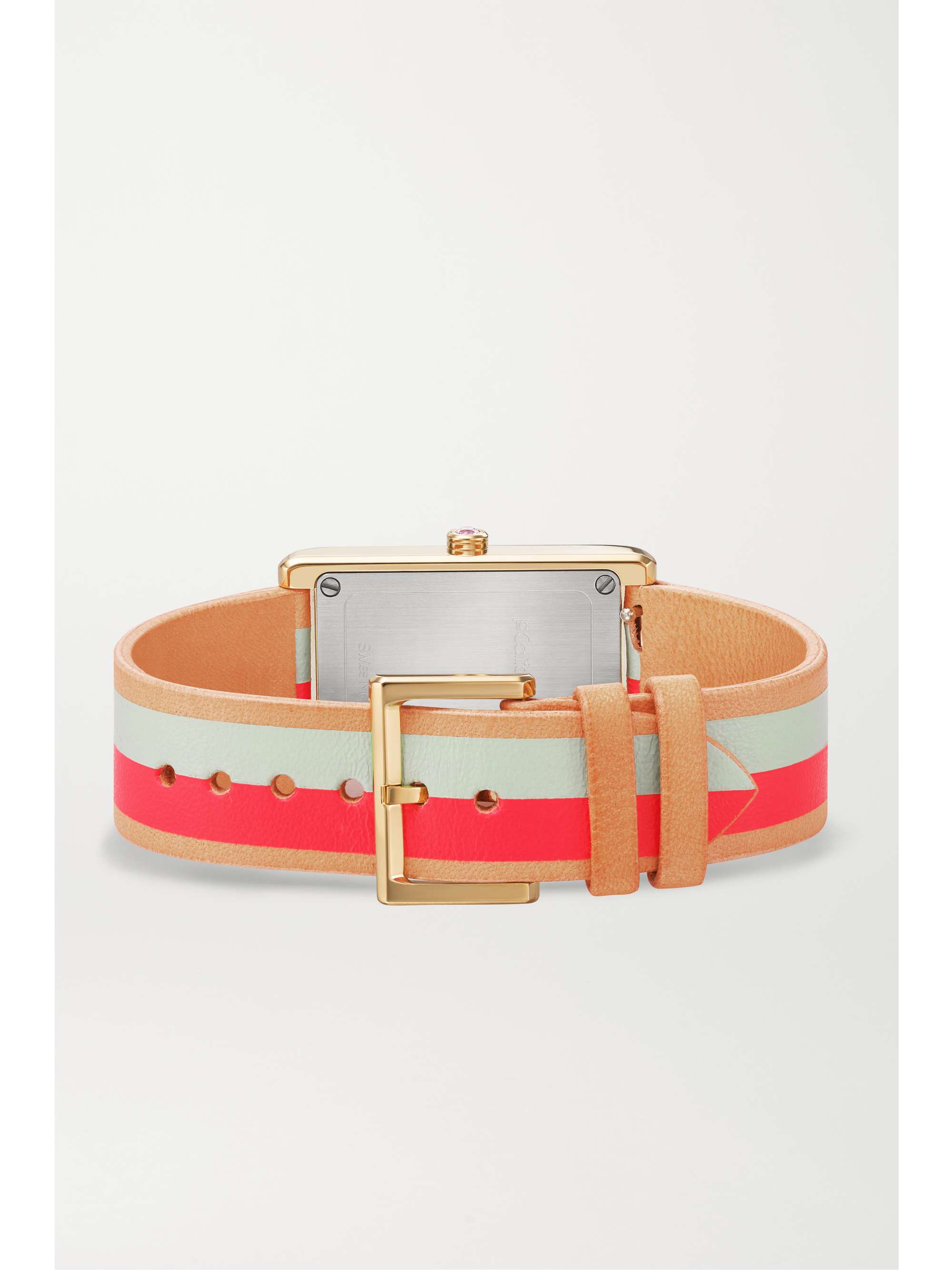 LA CALIFORNIENNE Daybreak 24mm gold-tone striped leather watch