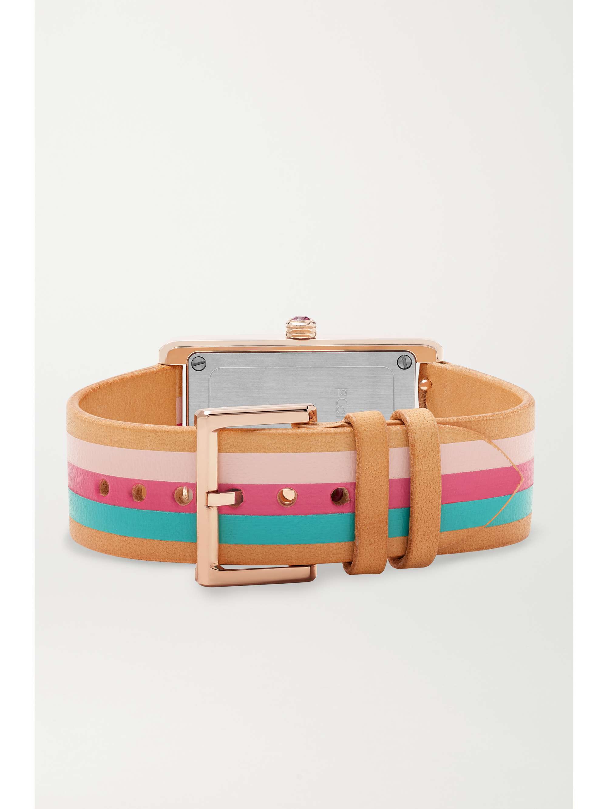 LA CALIFORNIENNE Daybreak 24mm gold-plated striped leather watch