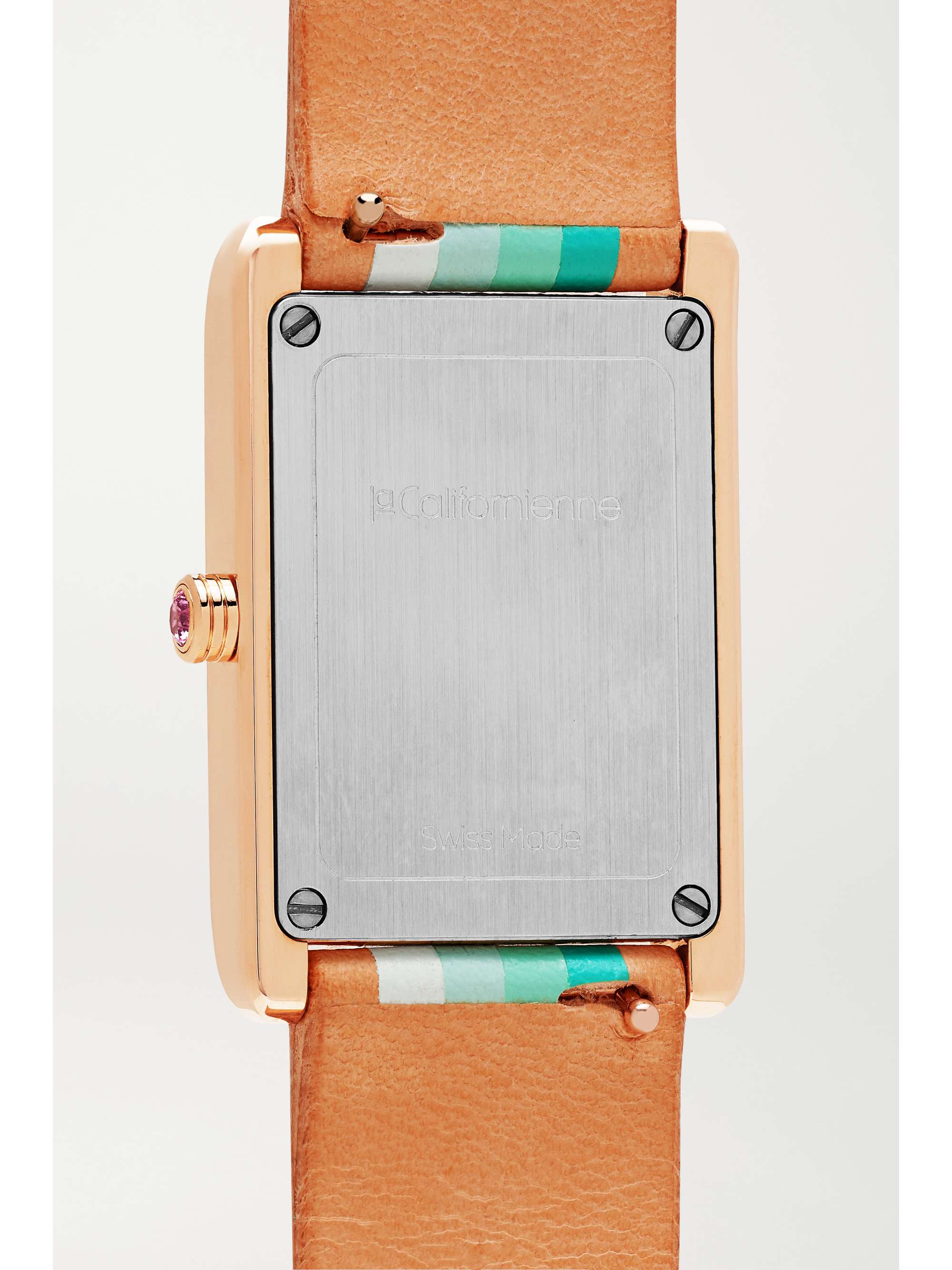 LA CALIFORNIENNE Daybreak 24mm gold-plated striped leather watch