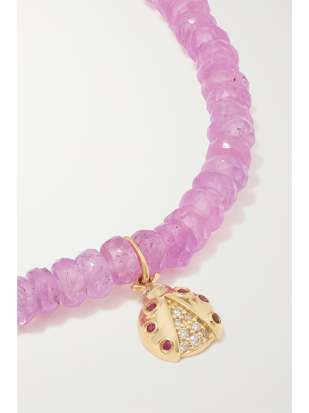 Sydney Evan Small Ladybug 14-karat Gold Multi-stone Bracelet In Gold