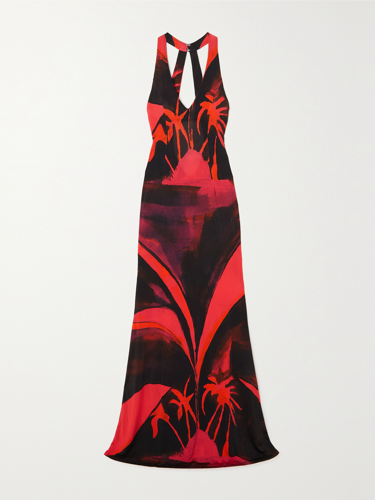 LOUISA BALLOU HIGH SEA OPEN-BACK PRINTED STRETCH-JERSEY MAXI DRESS