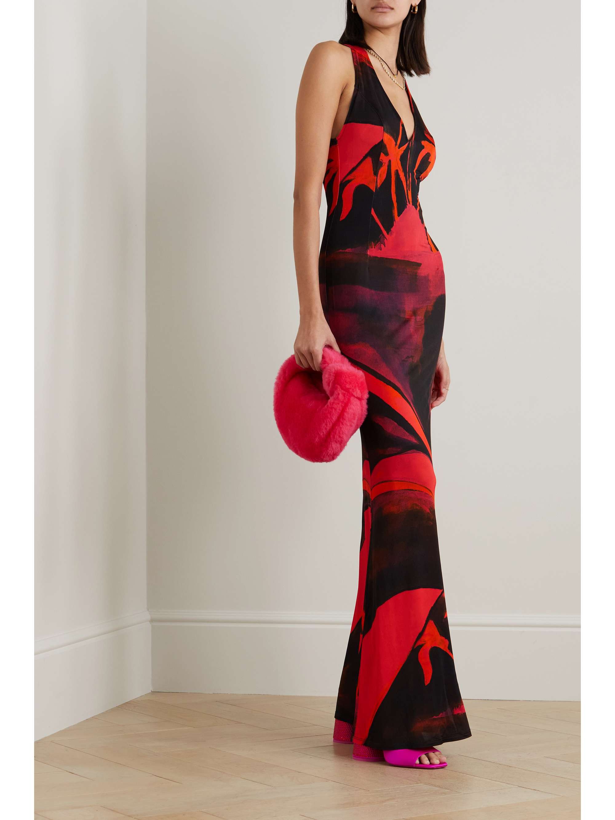 LOUISA BALLOU High Sea open-back printed stretch-jersey maxi dress