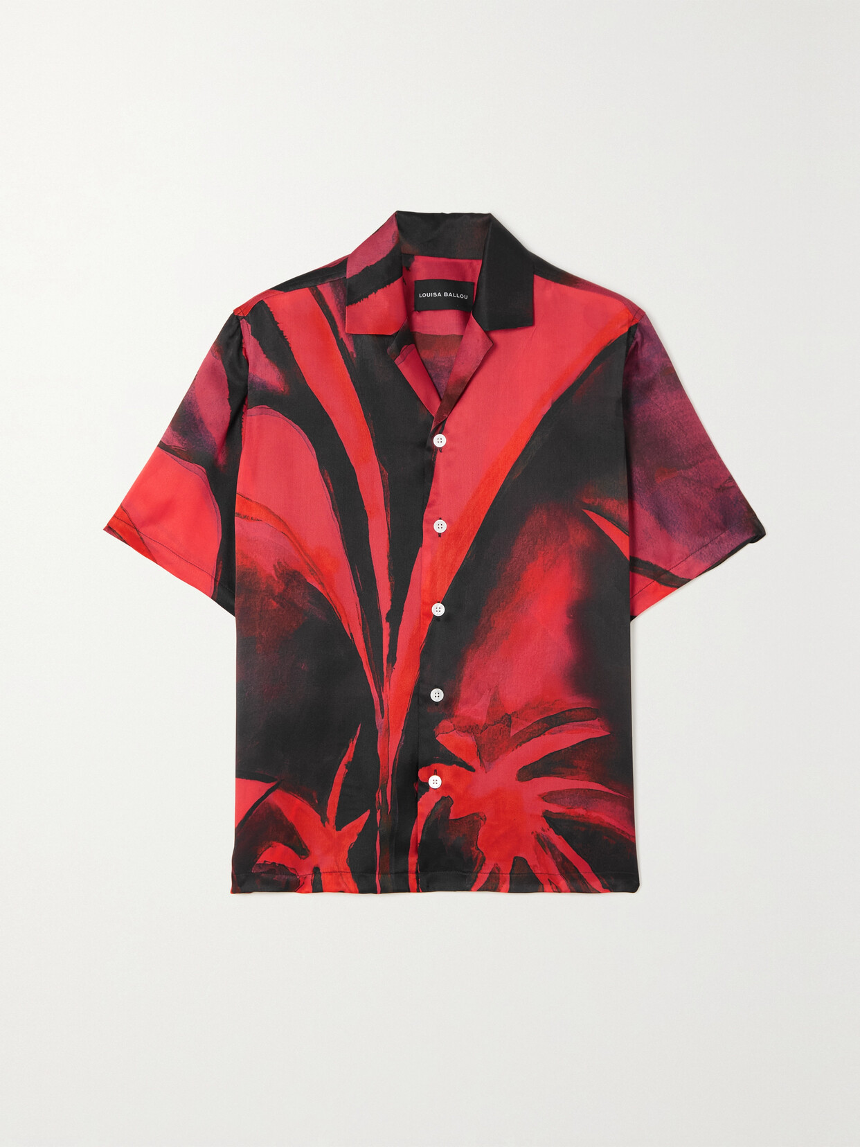 Louisa Ballou - Printed Silk-charmeuse Shirt - Red