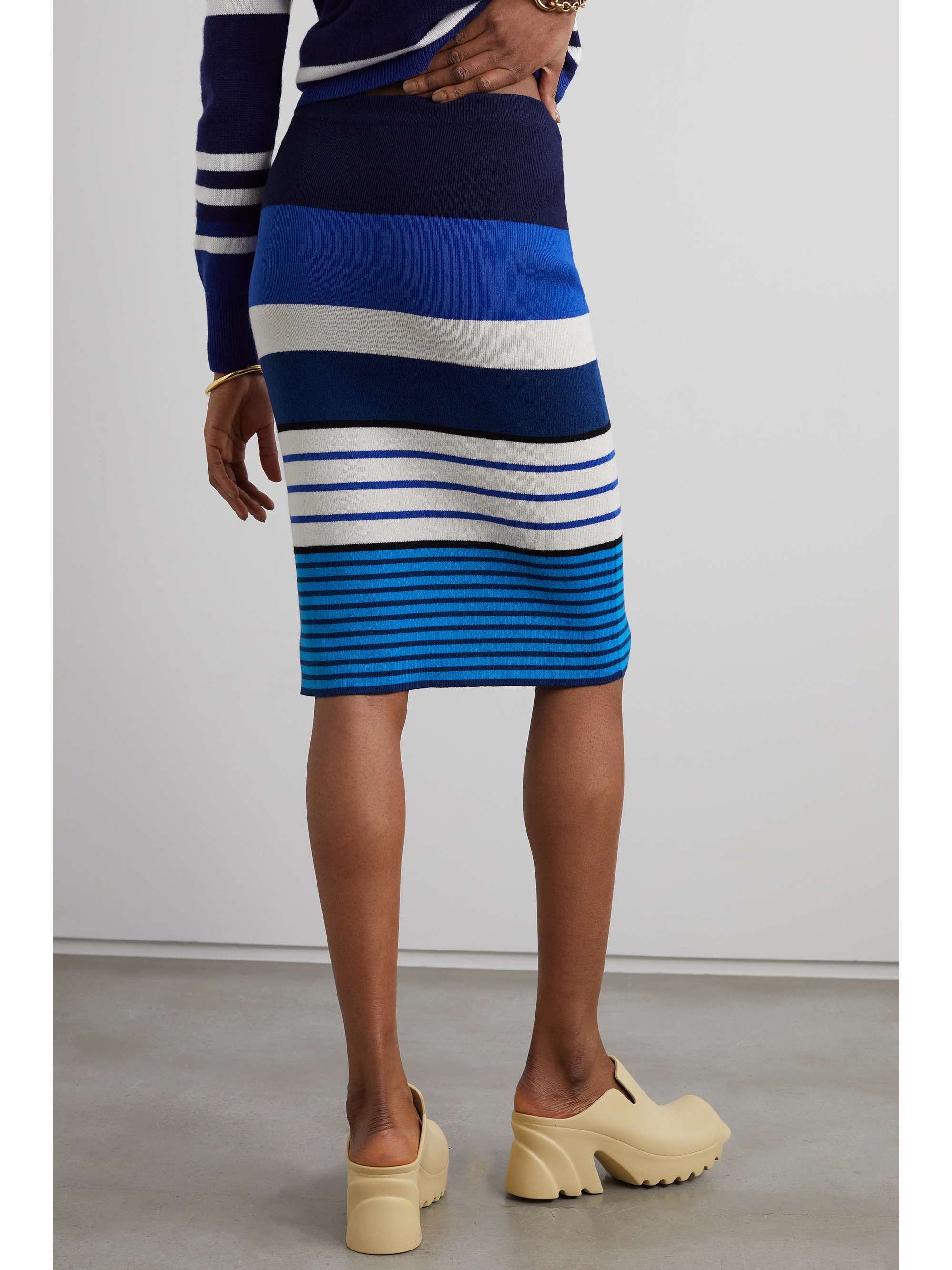 CLEMENTS RIBEIRO Riviera striped cashmere midi skirt