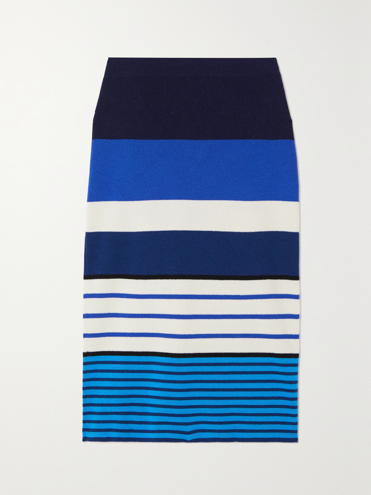 CLEMENTS RIBEIRO Riviera Striped Cashmere Midi Skirt - Blue