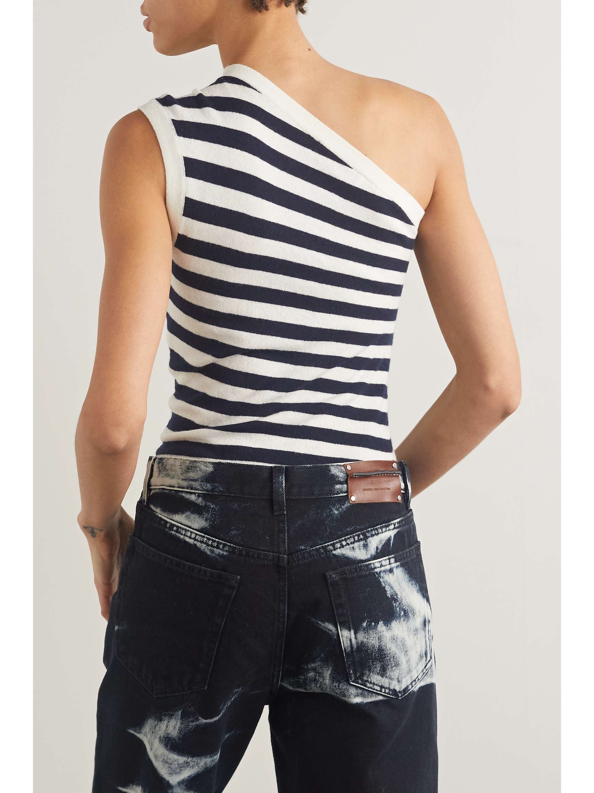 CLEMENTS RIBEIRO Cannes one-shoulder striped cashmere top