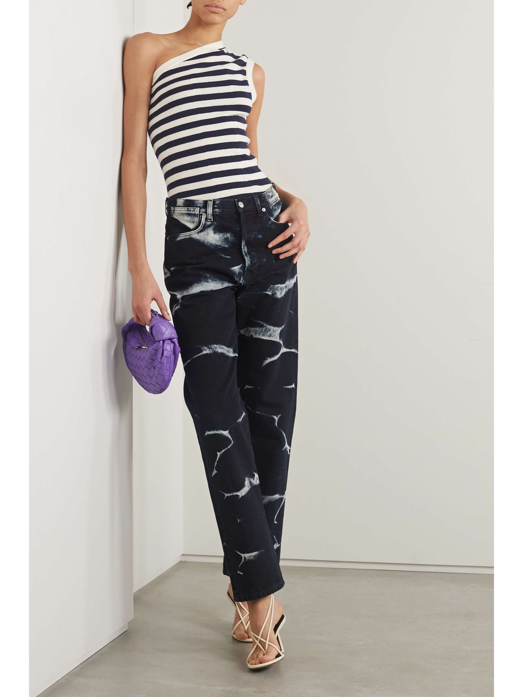 CLEMENTS RIBEIRO Cannes one-shoulder striped cashmere top